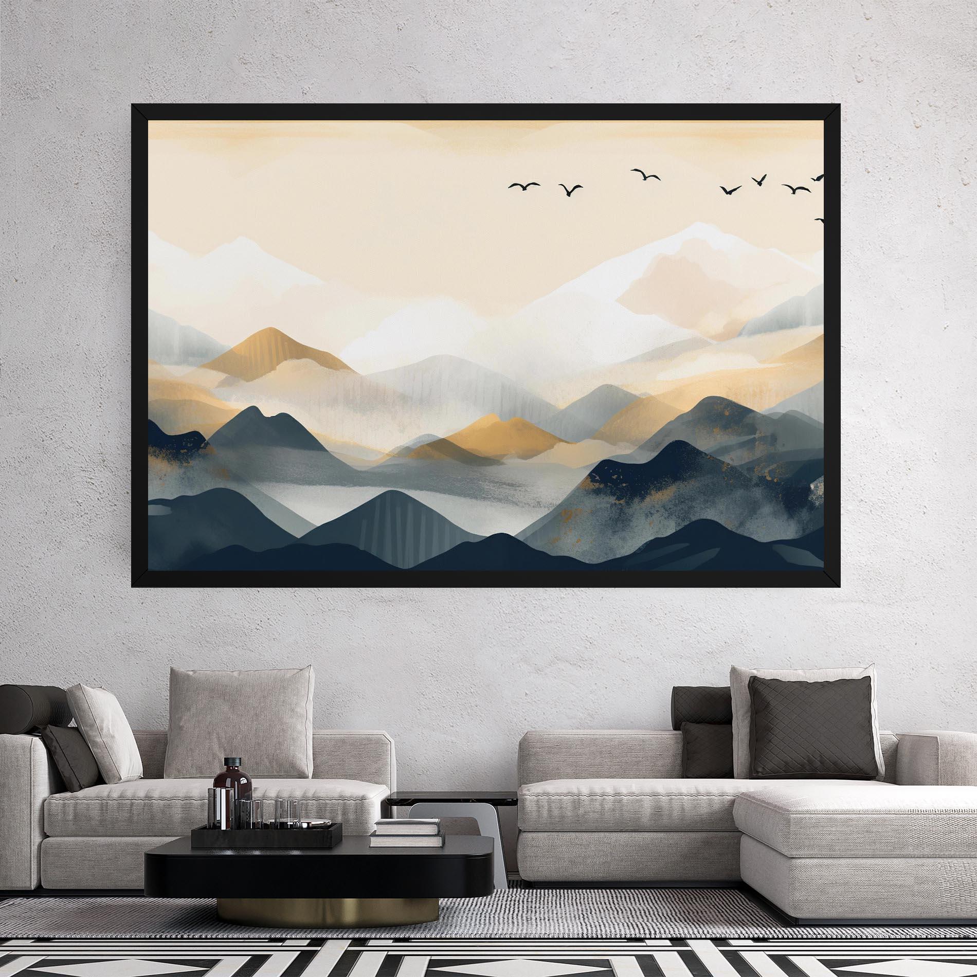 Tablou Canvas Gold Foggy Blue mockup 2