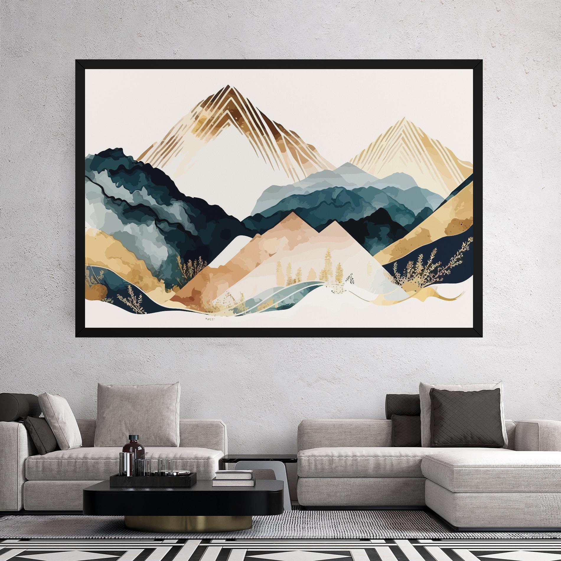 Tablou Canvas Gold Green Mountain mockup 2