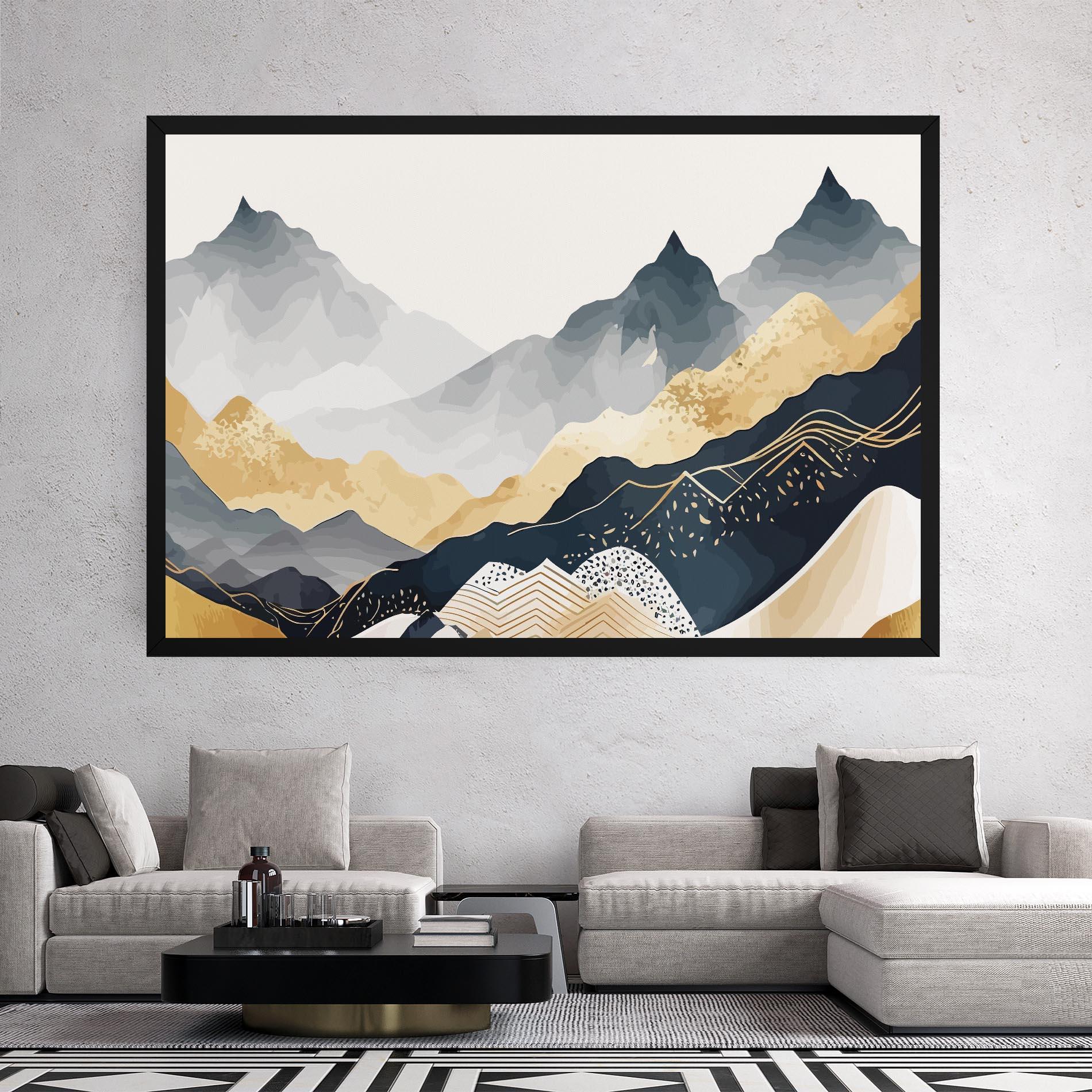 Tablou Canvas Gold Grey Mountain mockup 2