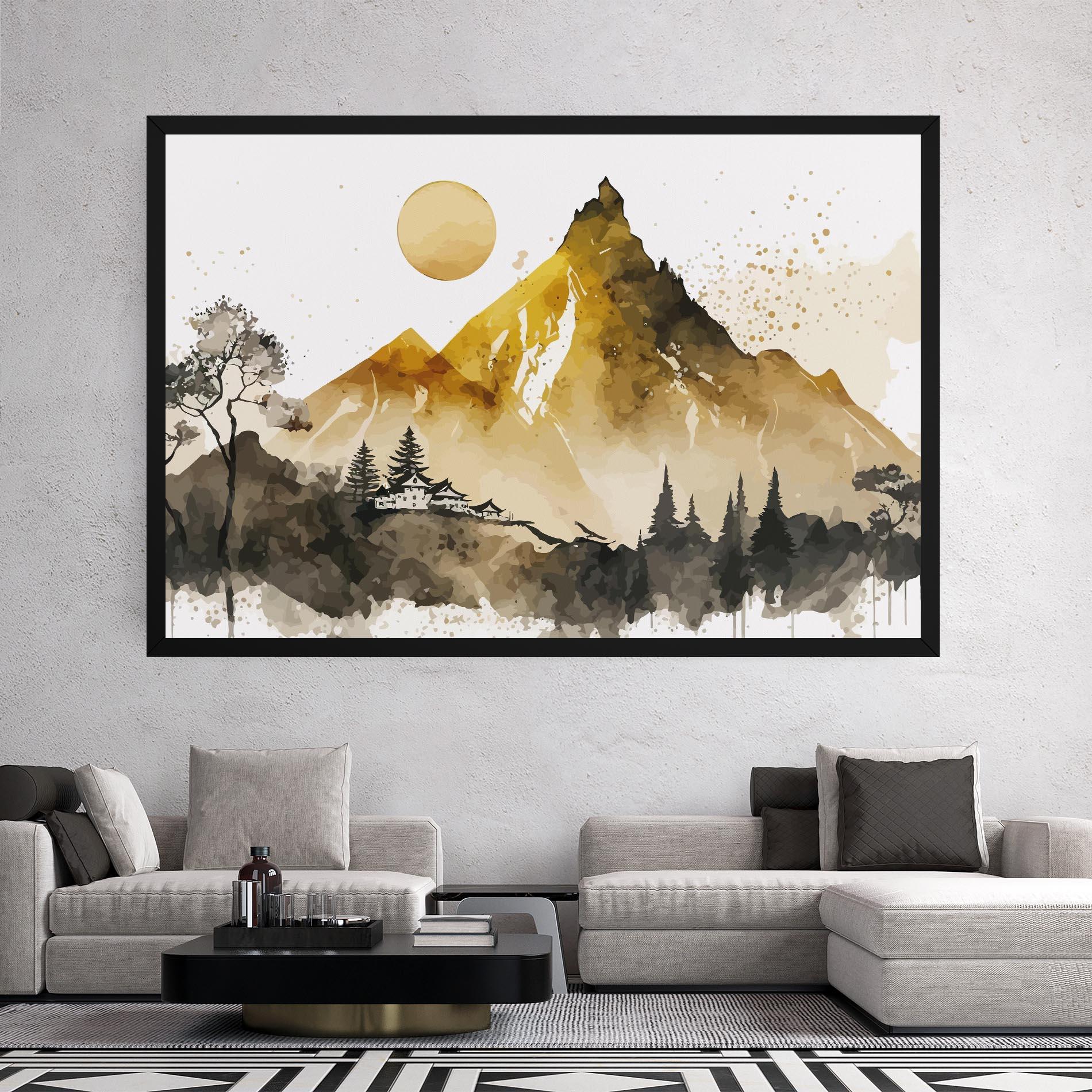 Tablou Canvas Gold Mountain Art mockup 2