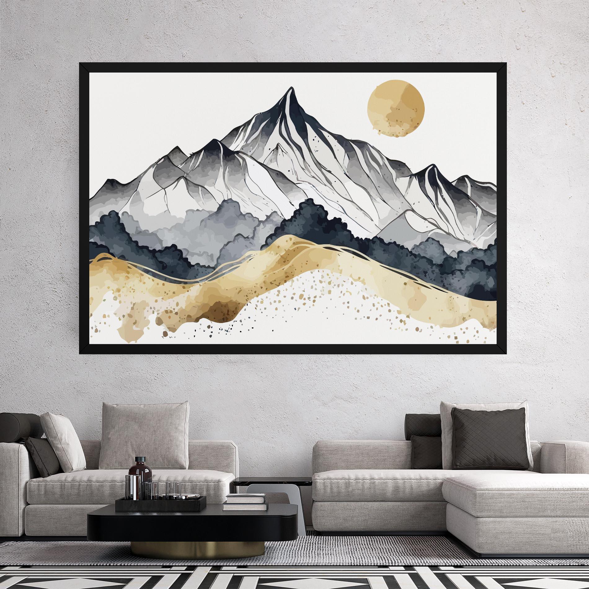 Tablou Canvas Grey Gold Mountain mockup 2