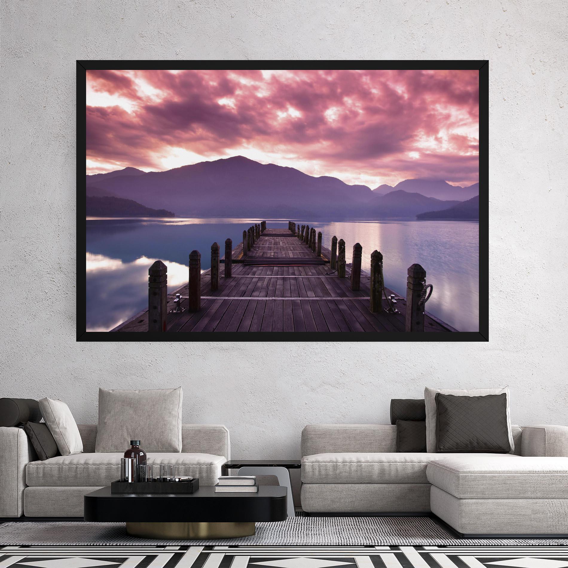 Tablou Canvas Pink Sky Over The Lake mockup 2