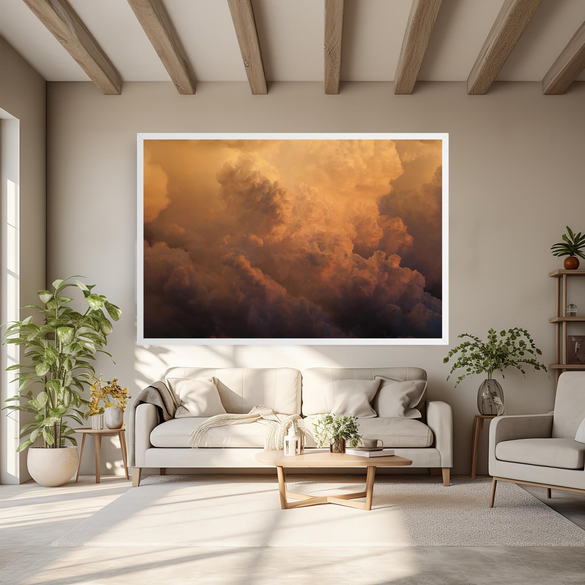 Tablou Canvas Brown Orange Clouds mockup 6