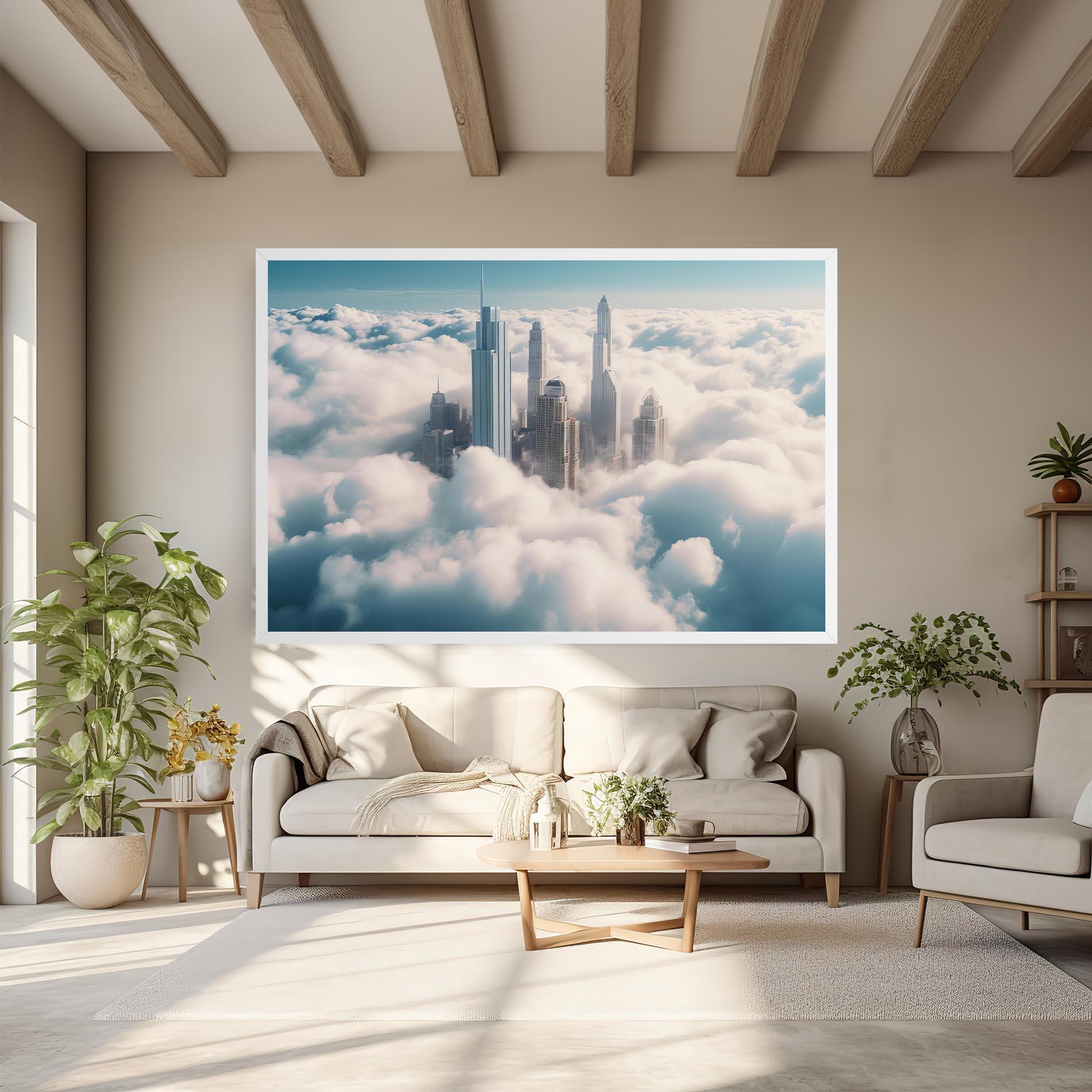 Tablou Canvas City Above Clouds mockup 6