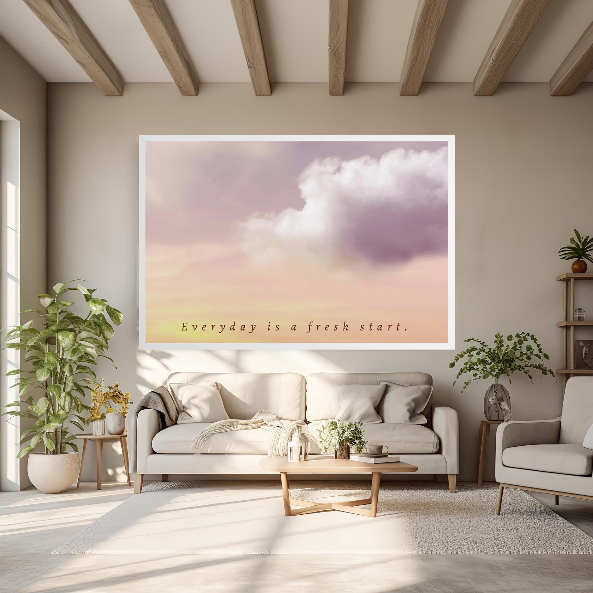 Tablou Canvas Clouds Text Cream mockup 6