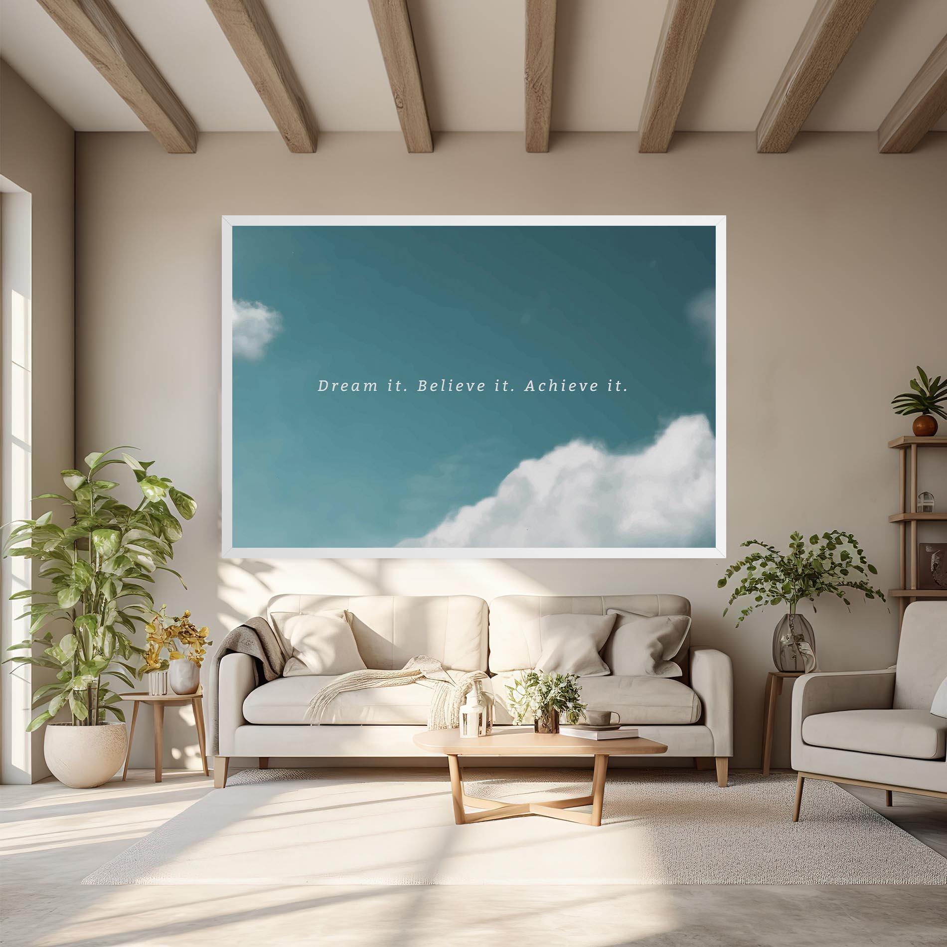 Tablou Canvas Clouds Text Green mockup 6