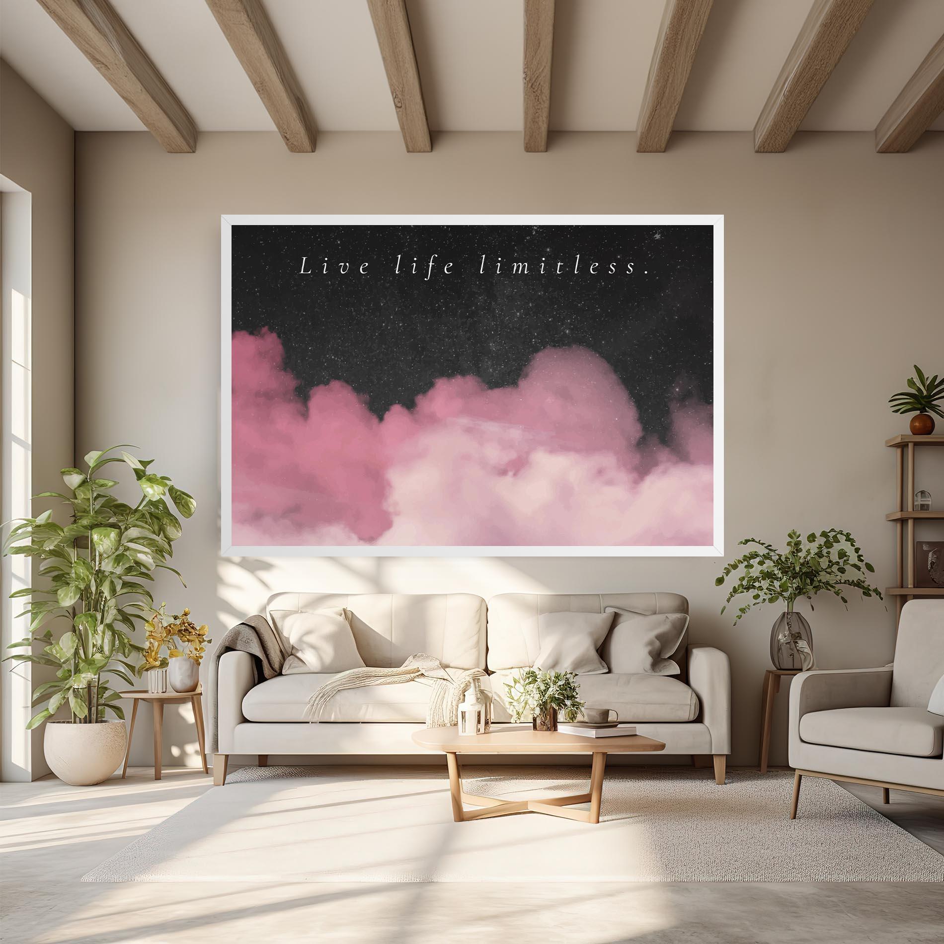 Tablou Canvas Clouds Text Pink mockup 6