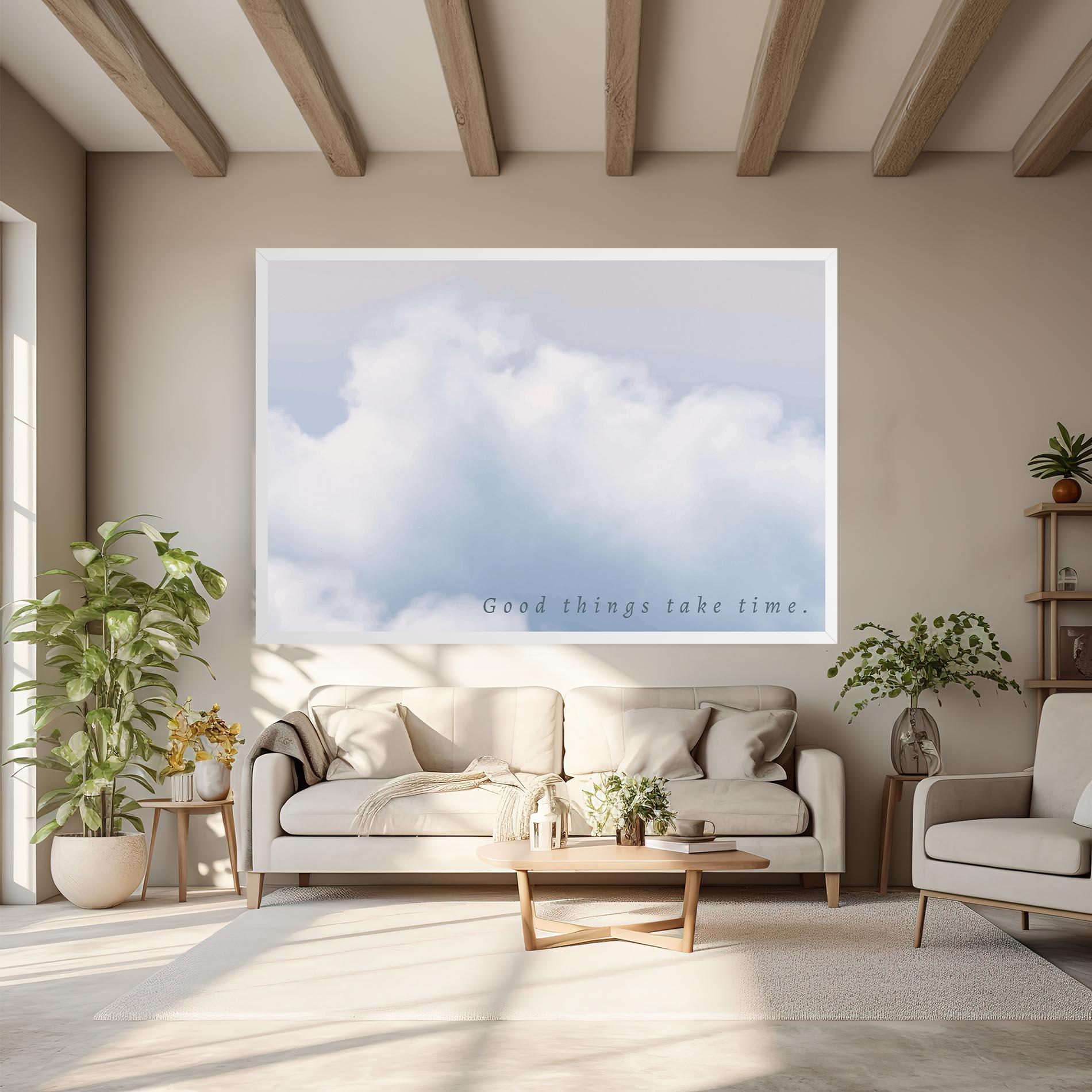 Tablou Canvas Clouds Text White mockup 6