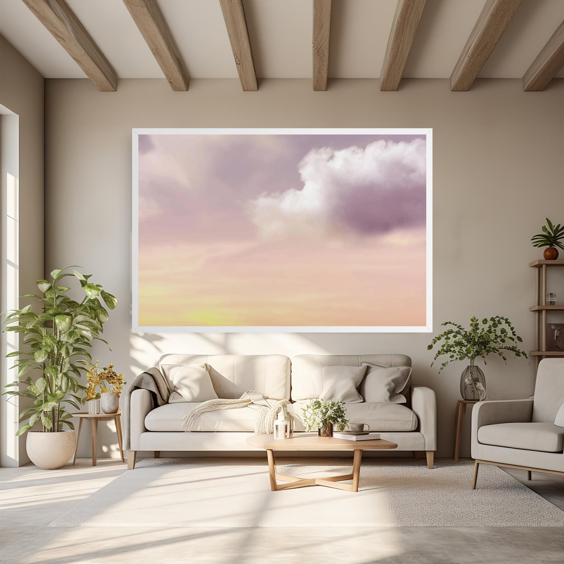 Tablou Canvas Clouds Watercolor Cream mockup 6