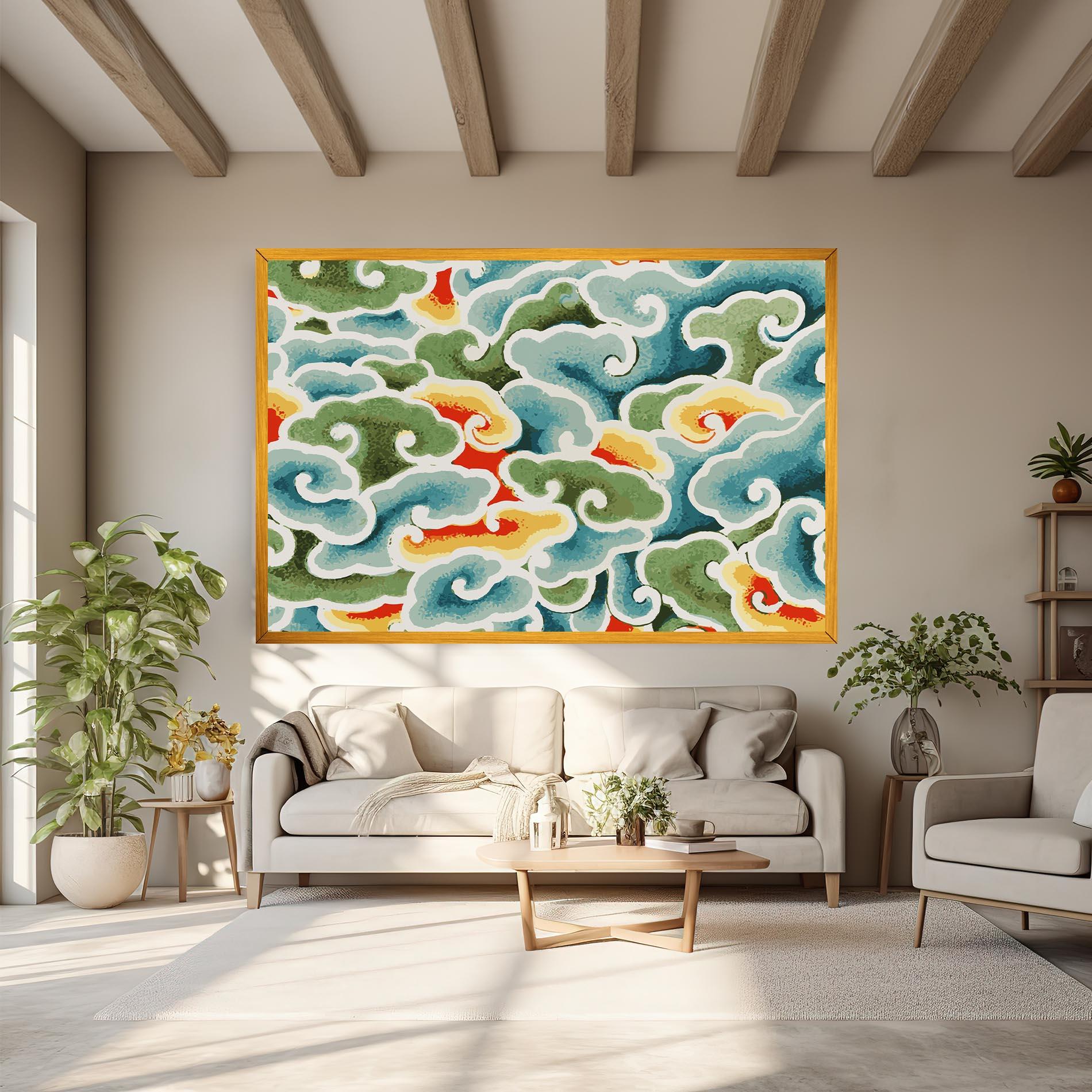 Tablou Canvas Green Blue Clouds mockup 6