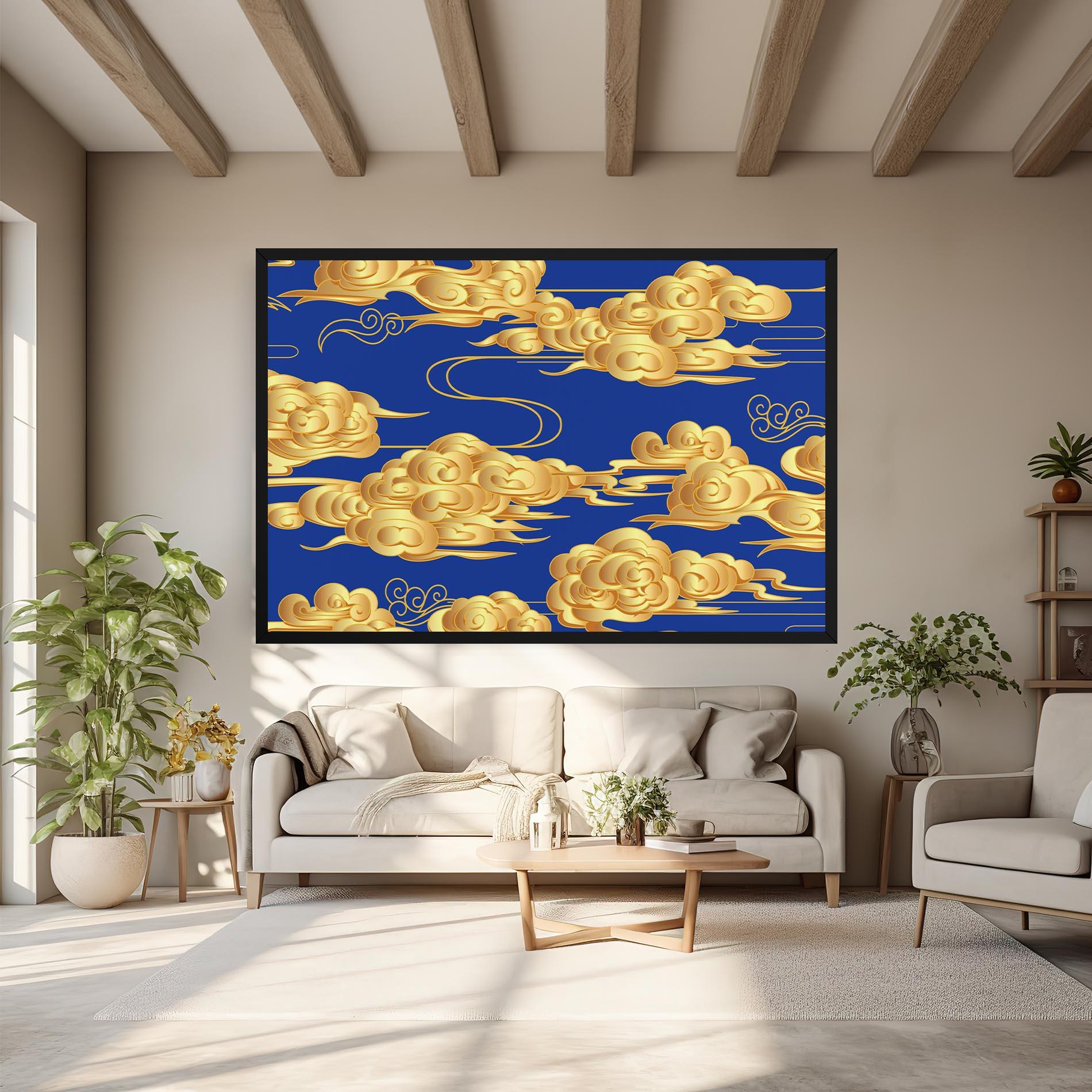 Tablou Canvas Gold Clouds mockup 6