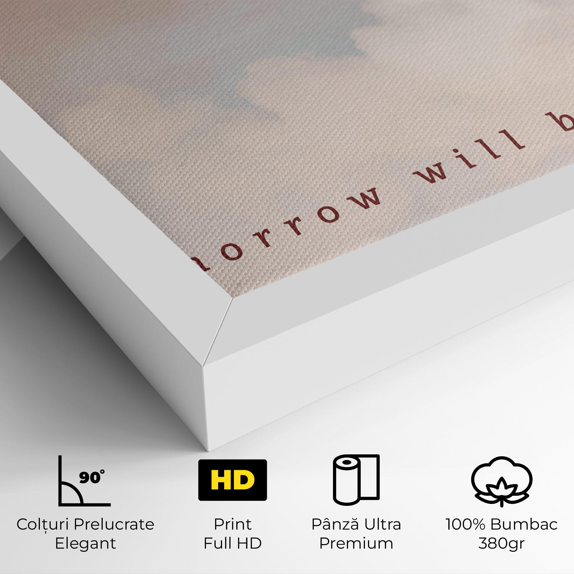 Tablou Canvas Clouds Text Pink Blue mockup 4