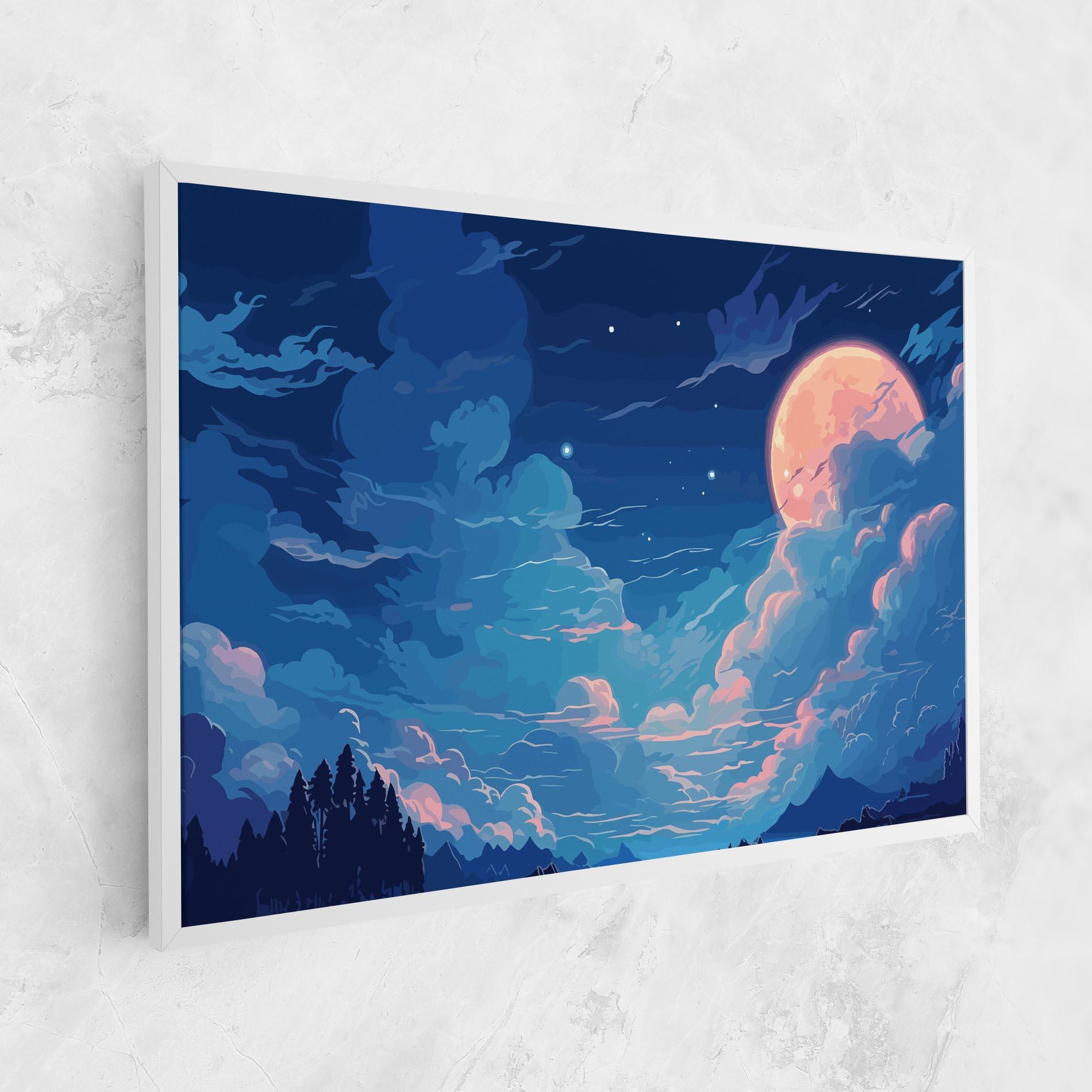Tablou Canvas Blue Cloud Moon mockup 1