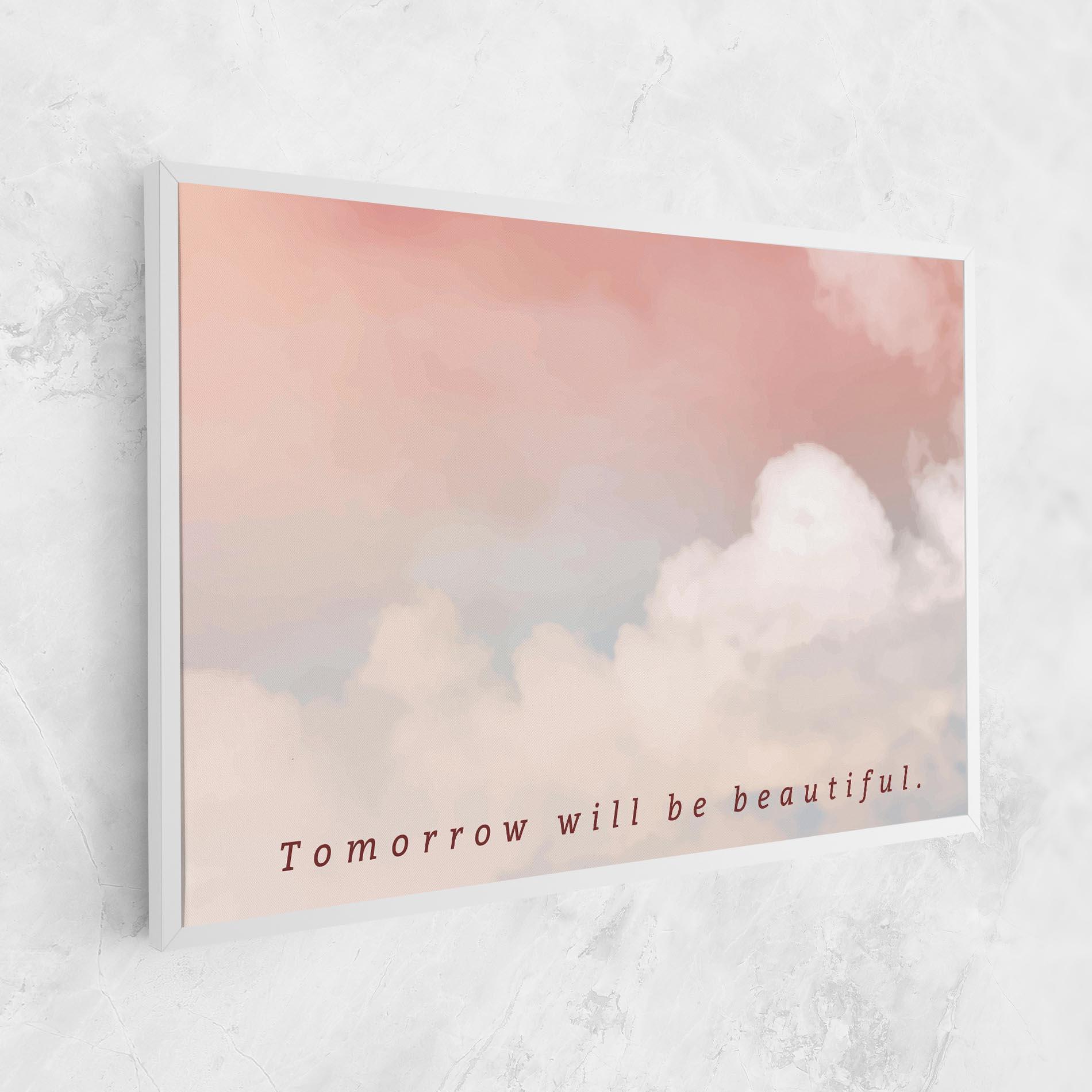 Tablou Canvas Clouds Text Pink Blue mockup 1