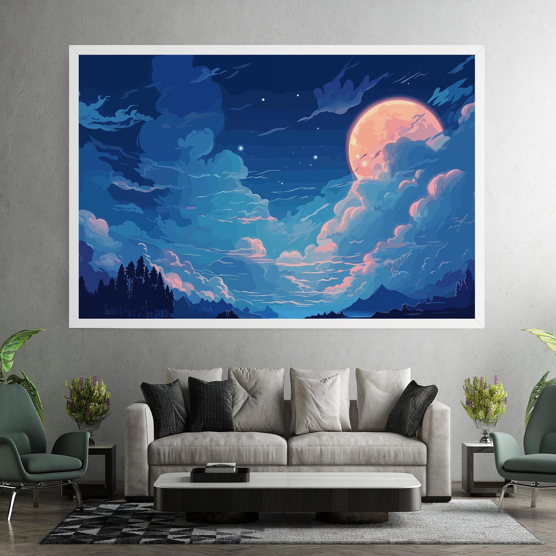 Tablou Canvas Blue Cloud Moon mockup 7
