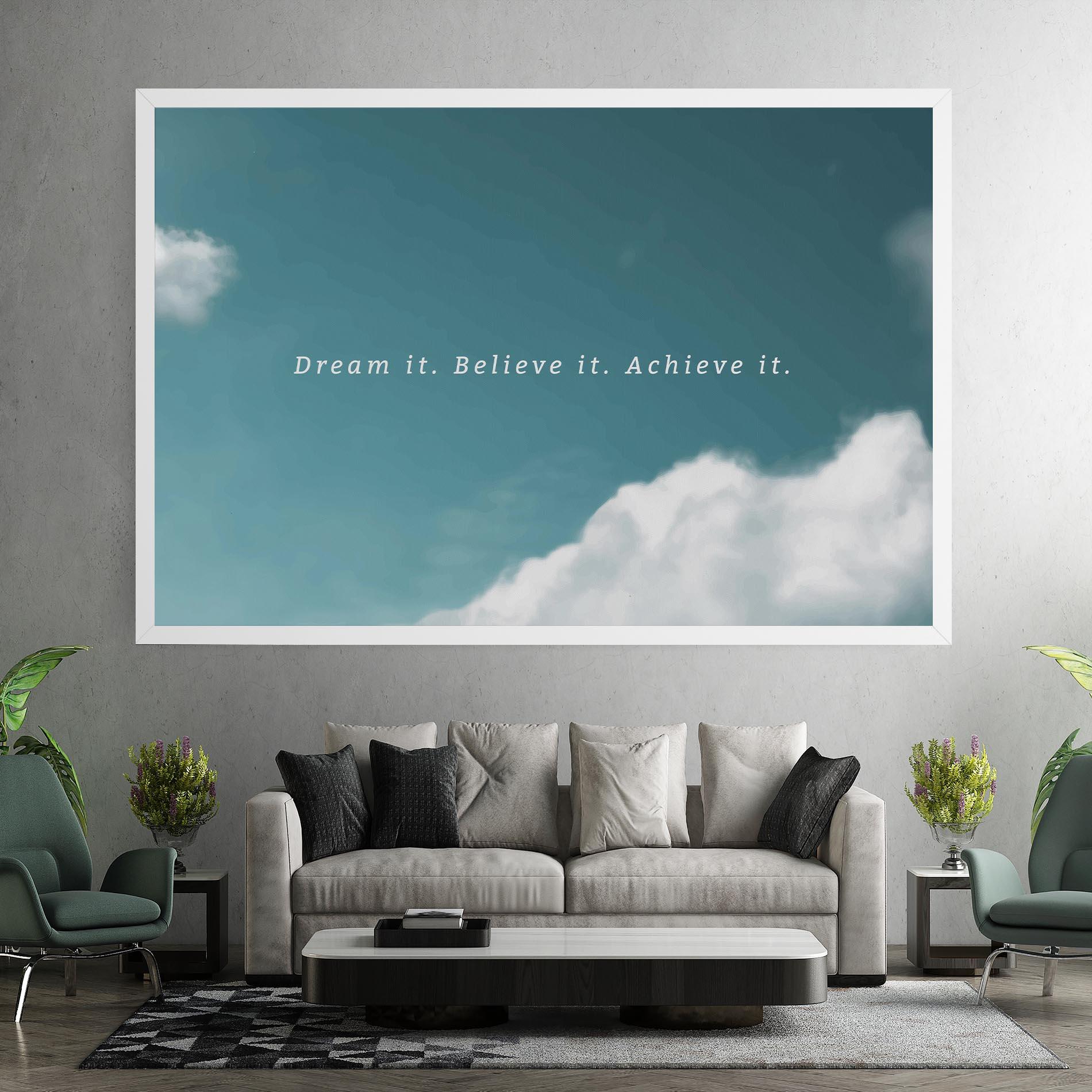 Tablou Canvas Clouds Text Green mockup 7