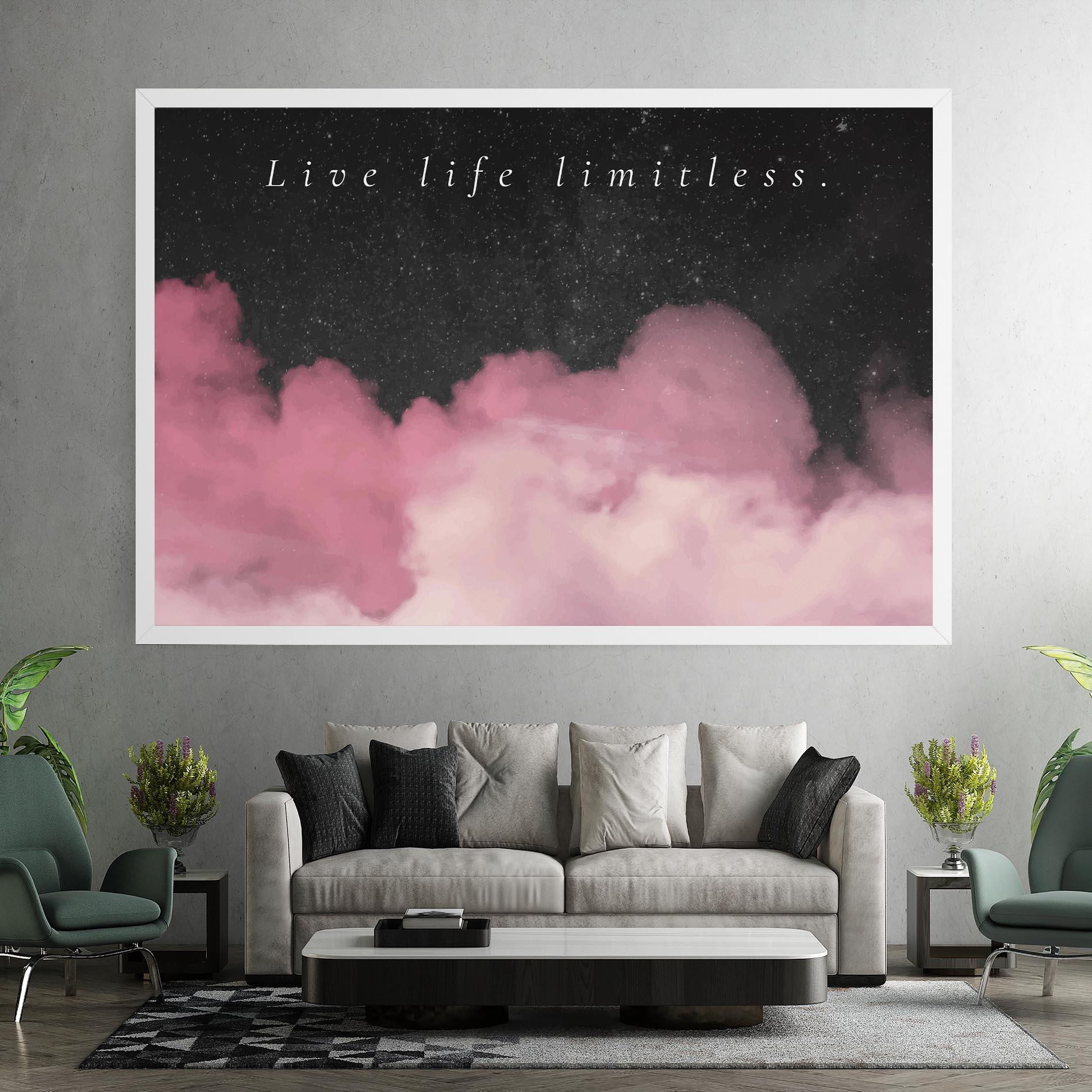 Tablou Canvas Clouds Text Pink mockup 7