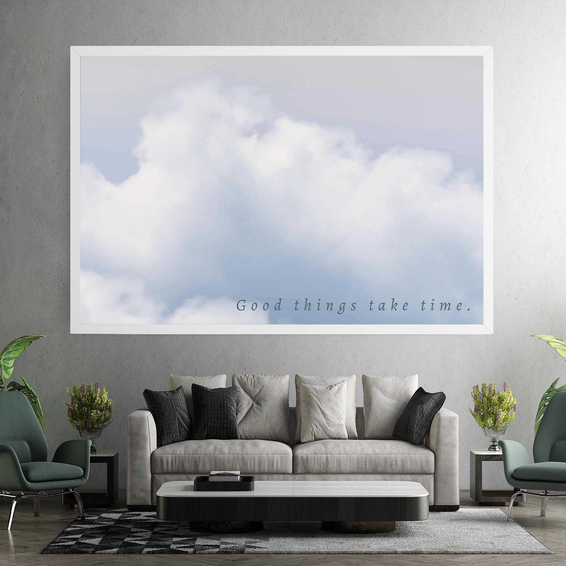 Tablou Canvas Clouds Text White mockup 7
