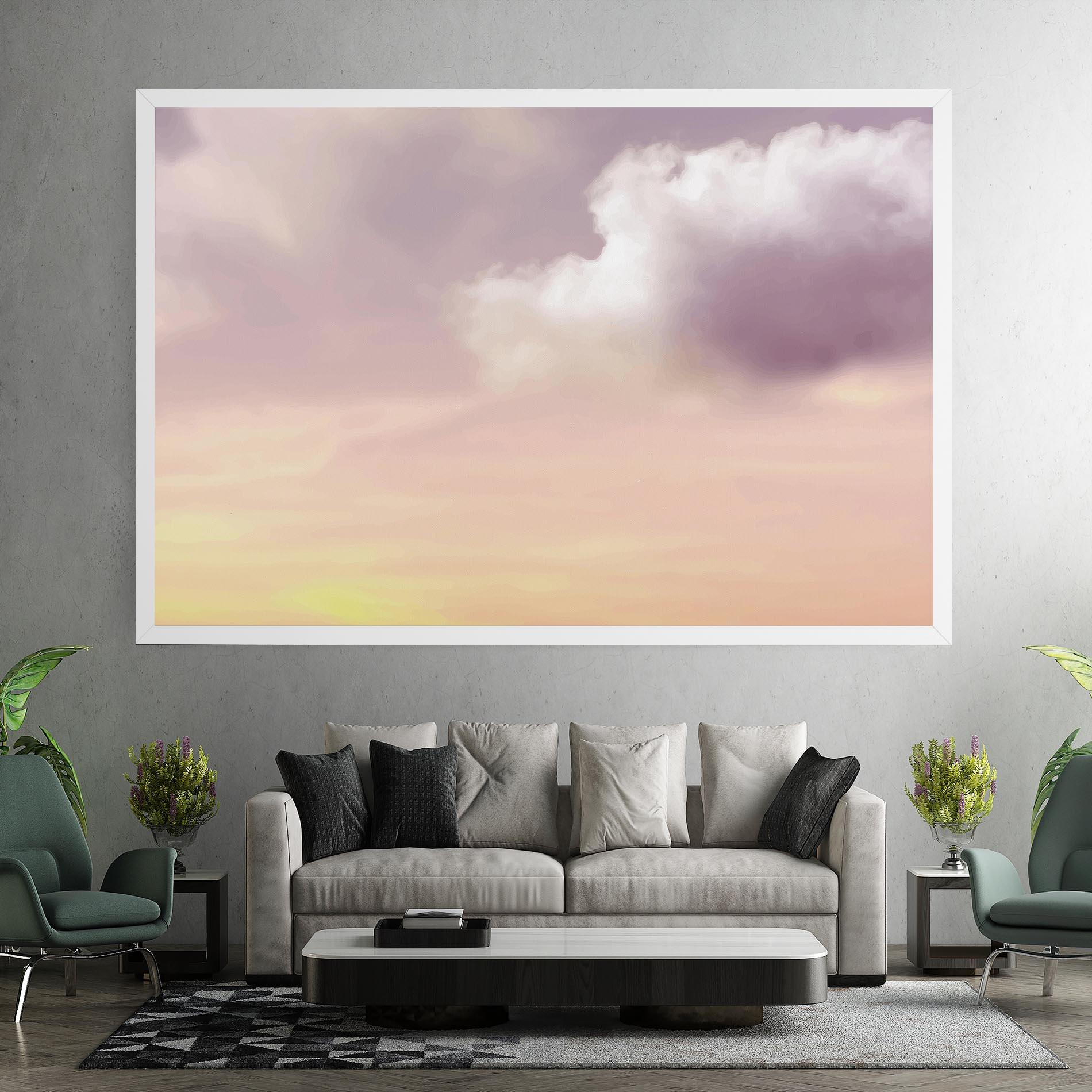 Tablou Canvas Clouds Watercolor Cream mockup 7
