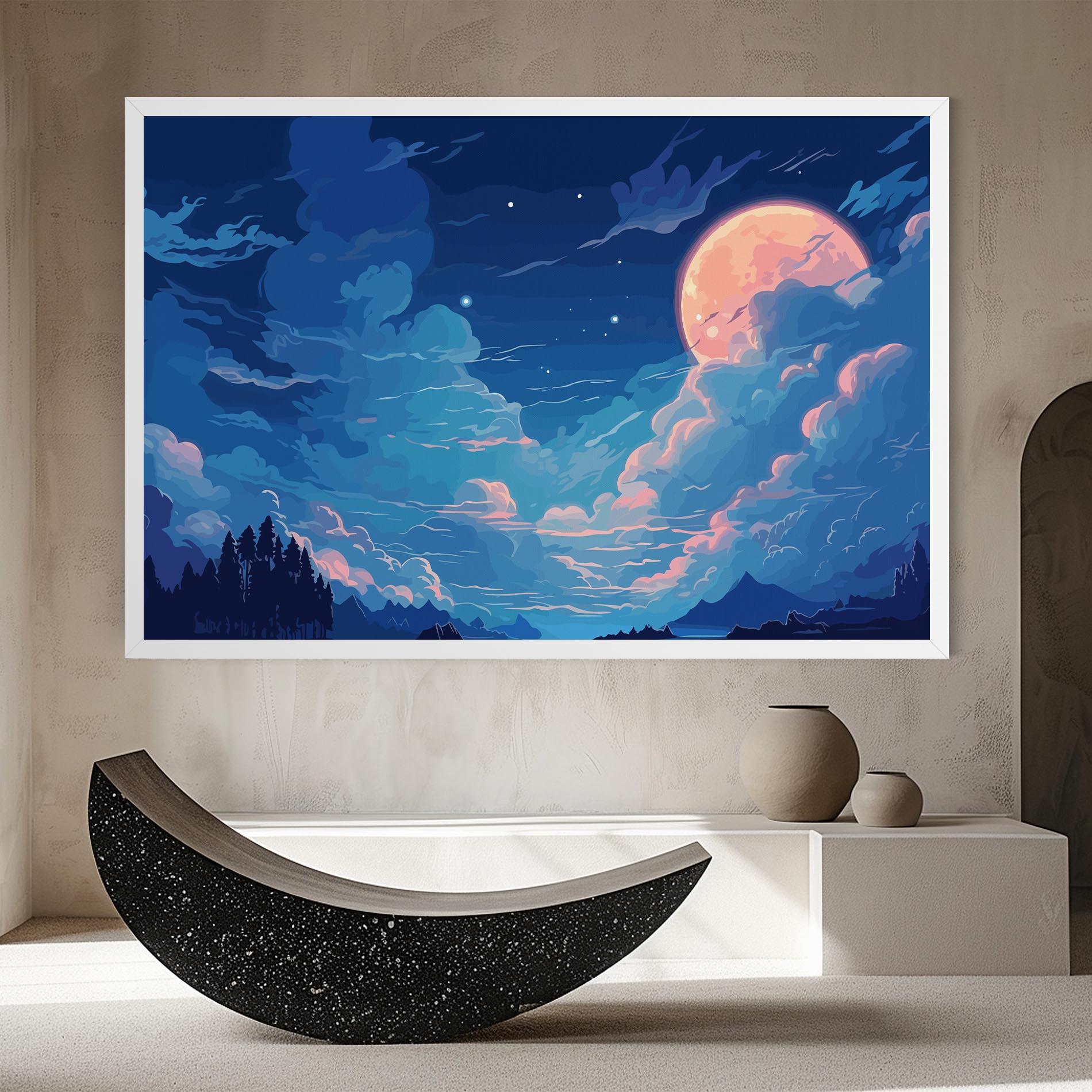 Tablou Canvas Blue Cloud Moon mockup 8