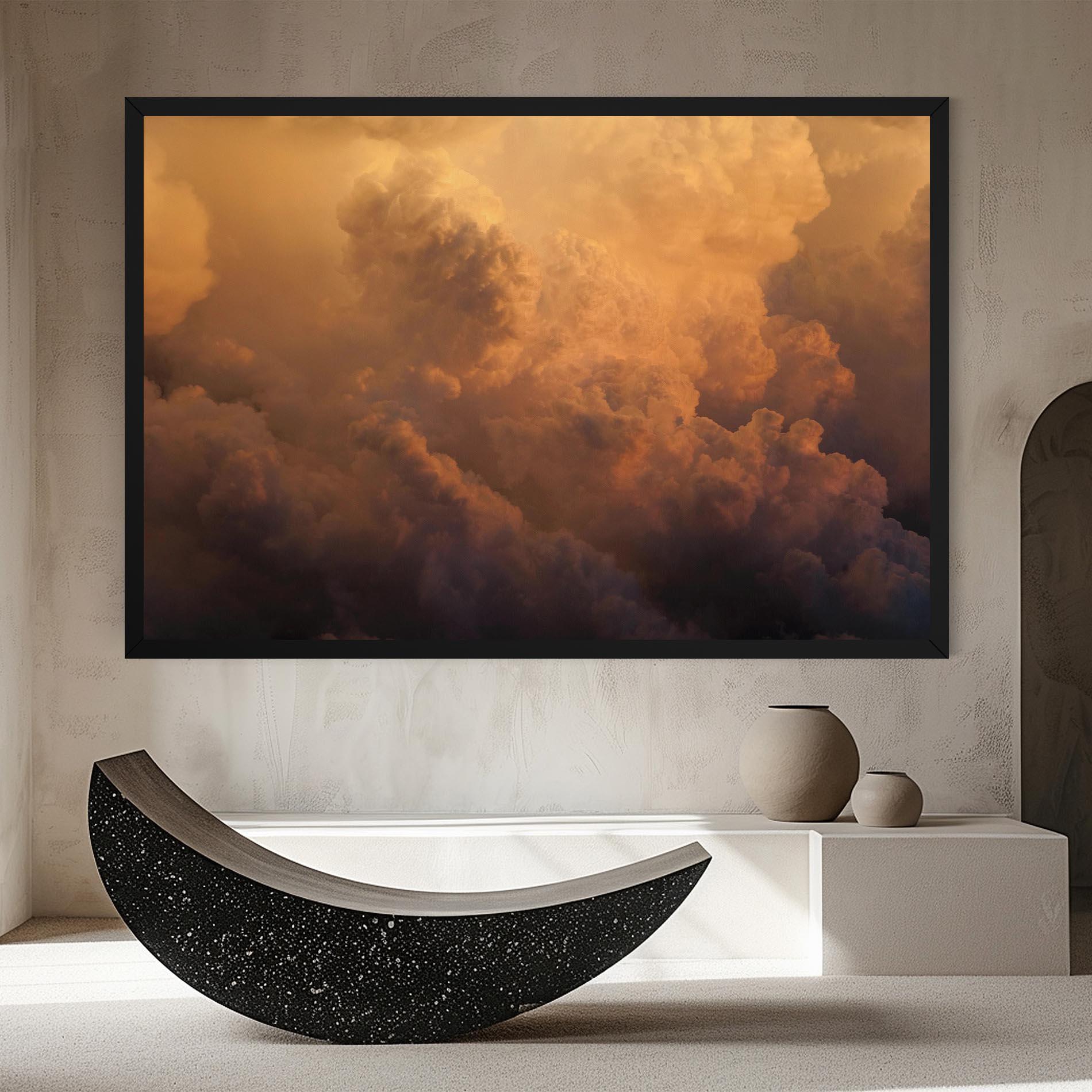 Tablou Canvas Brown Orange Clouds mockup 8