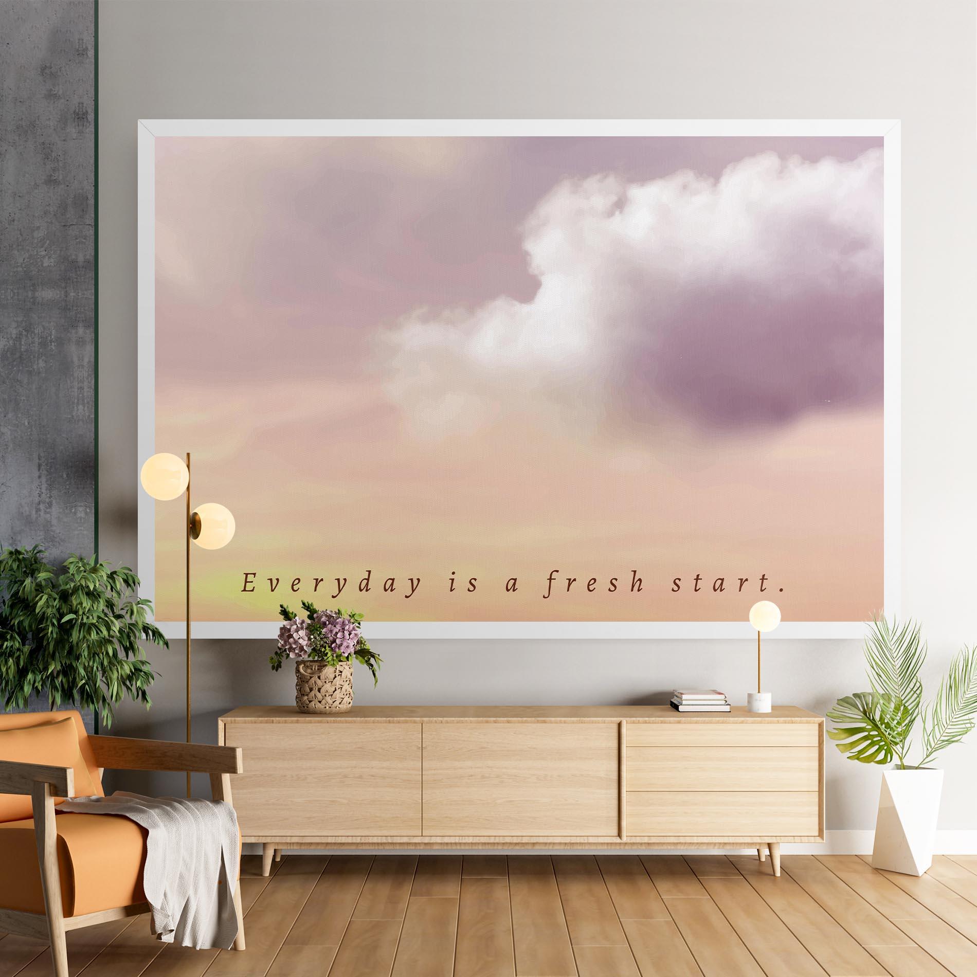 Tablou Canvas Clouds Text Cream mockup 9