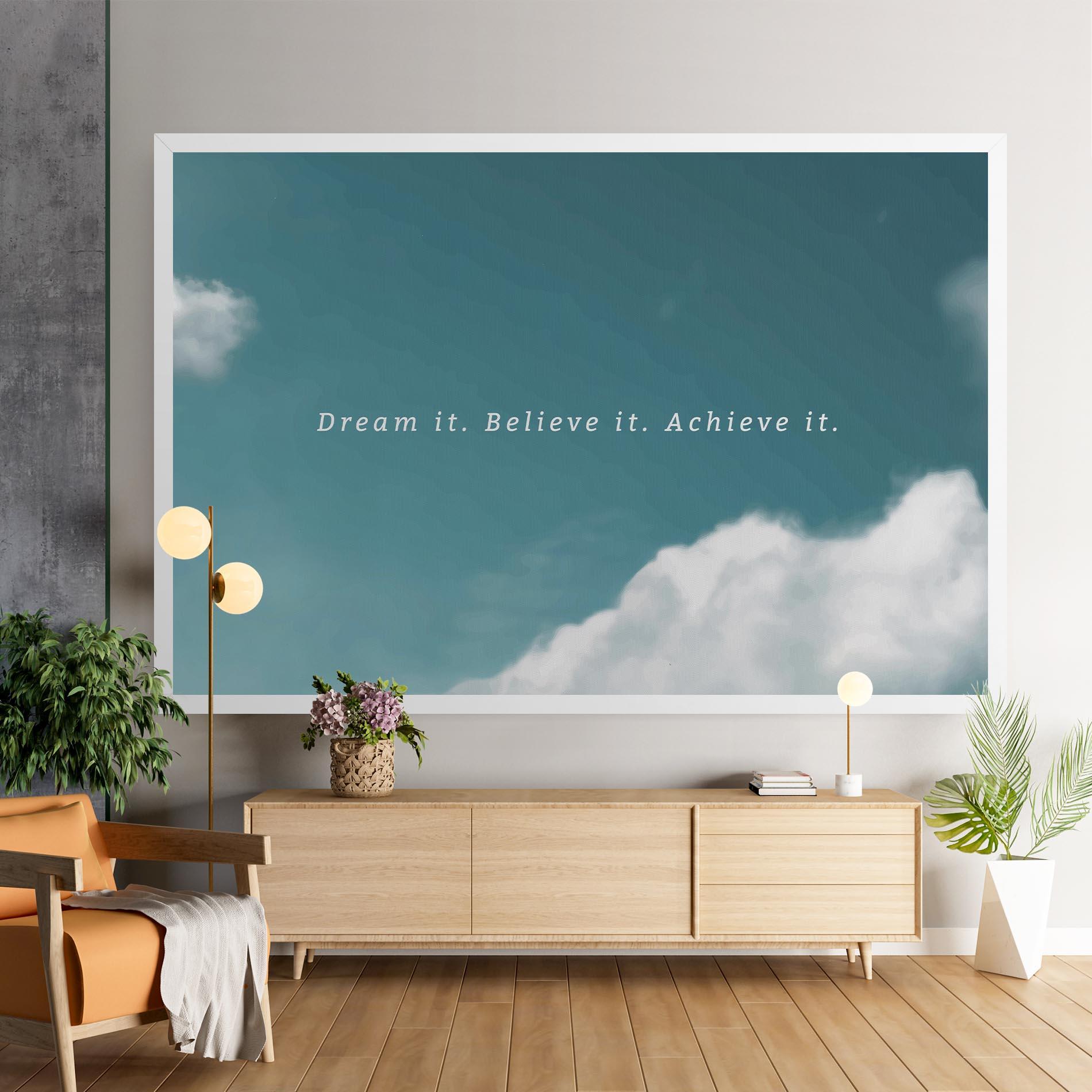 Tablou Canvas Clouds Text Green mockup 9