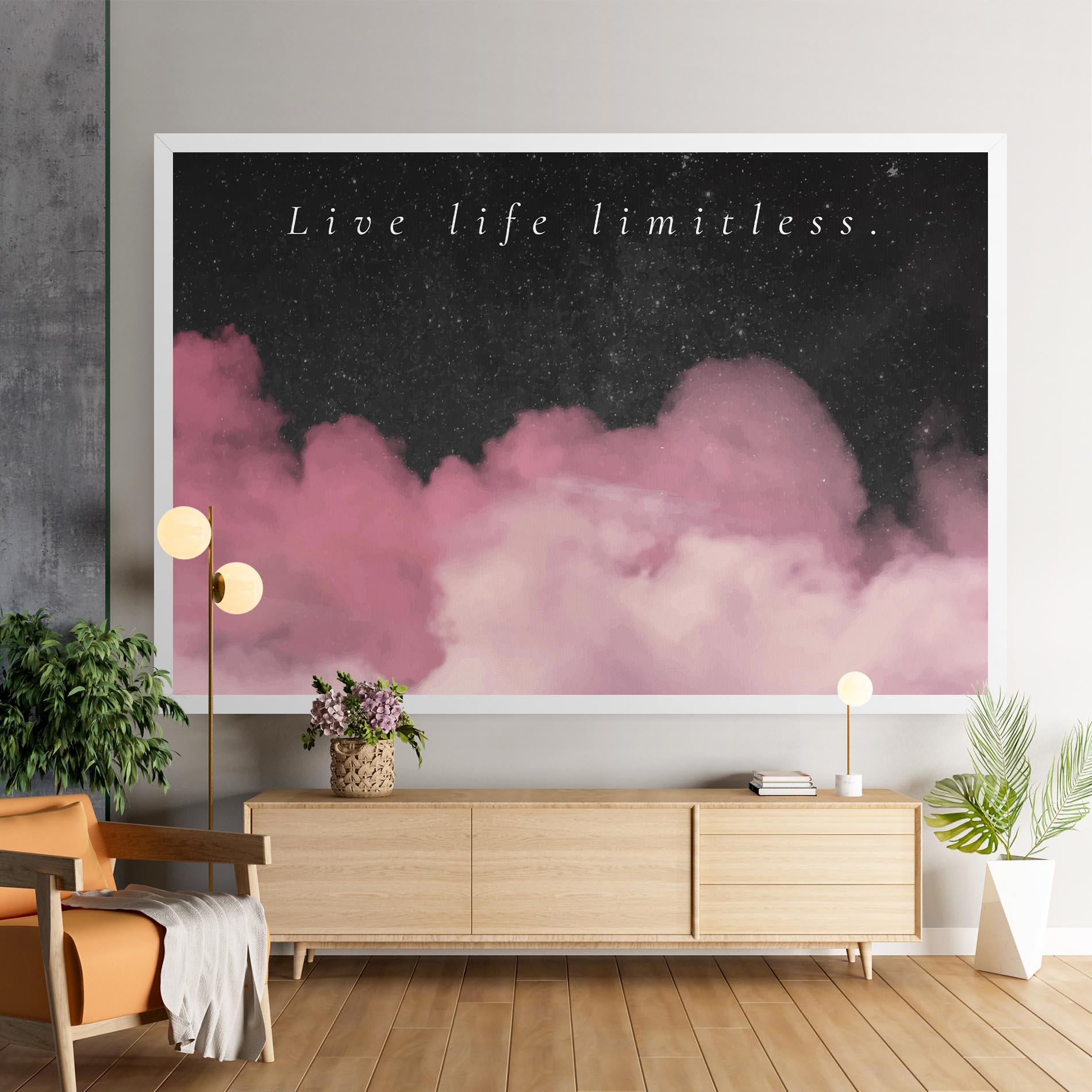 Tablou Canvas Clouds Text Pink mockup 9