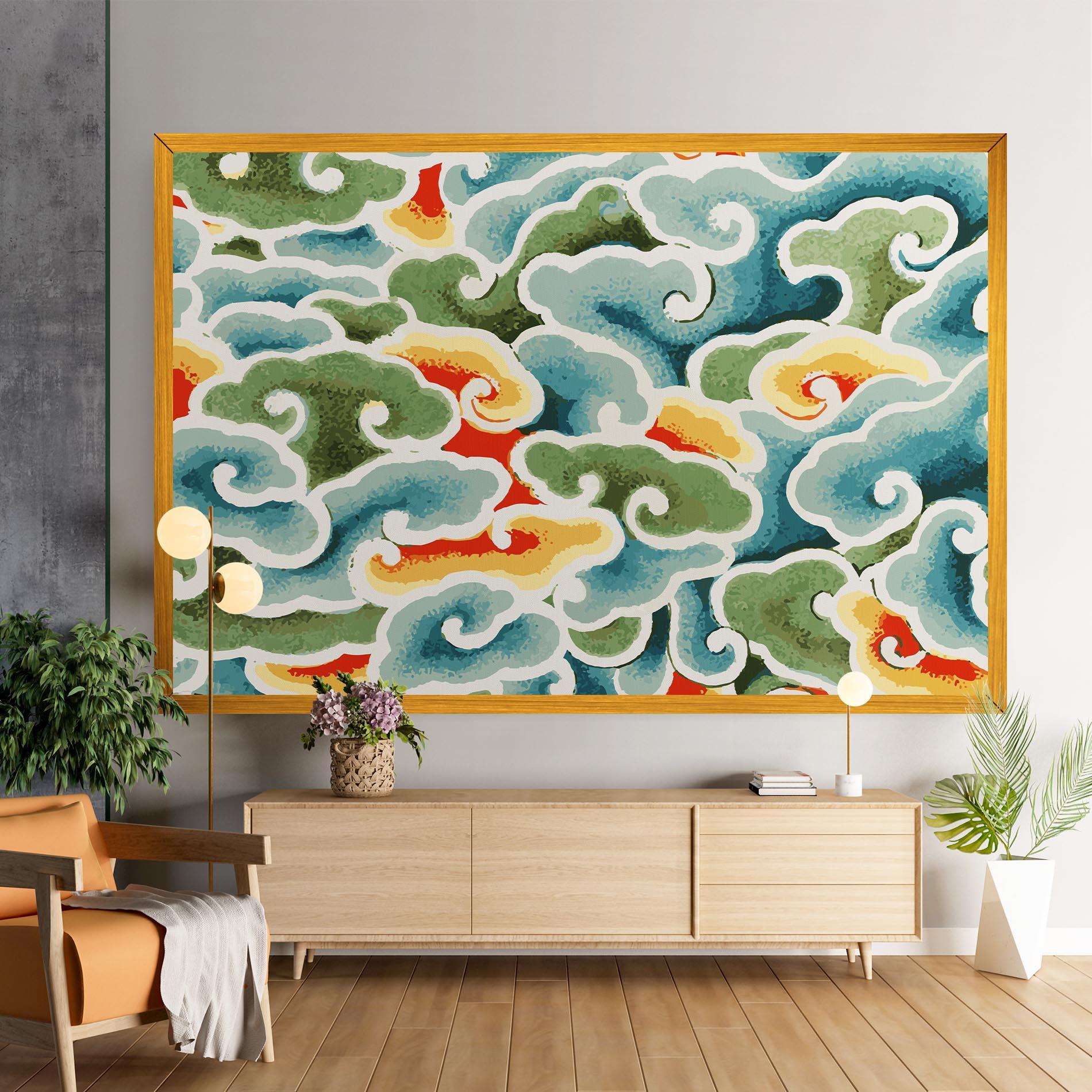 Tablou Canvas Green Blue Clouds mockup 9