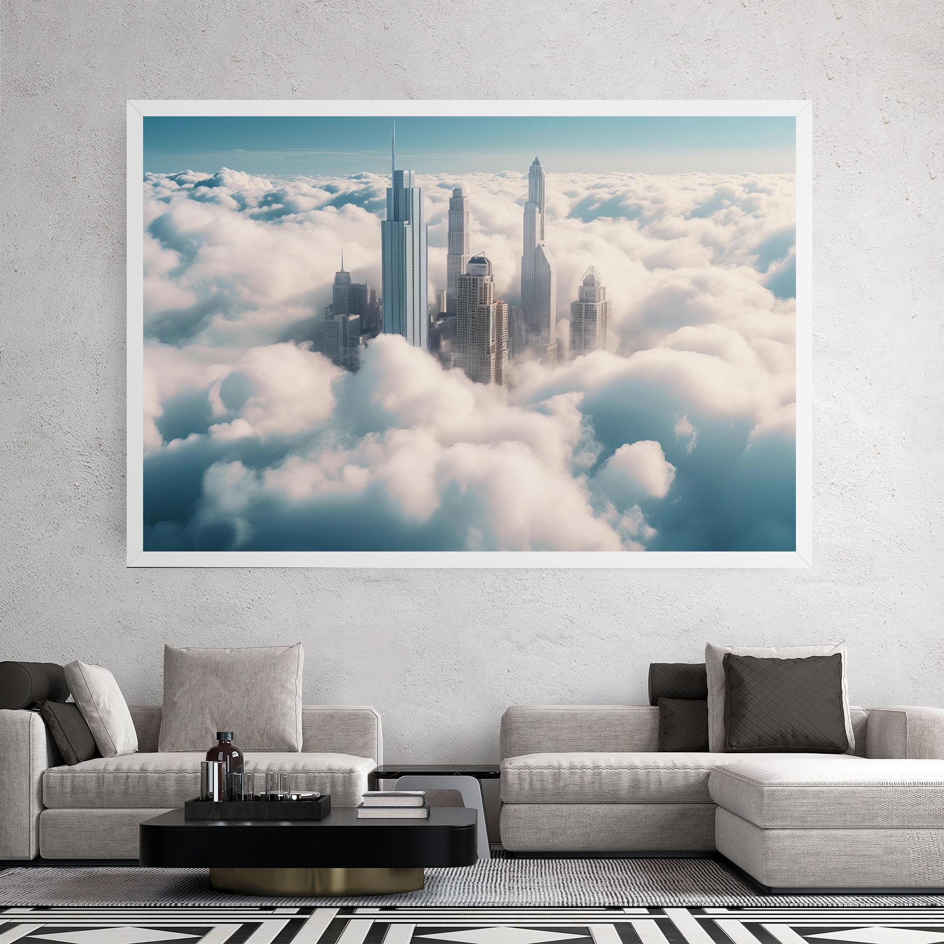 Tablou Canvas City Above Clouds mockup 2