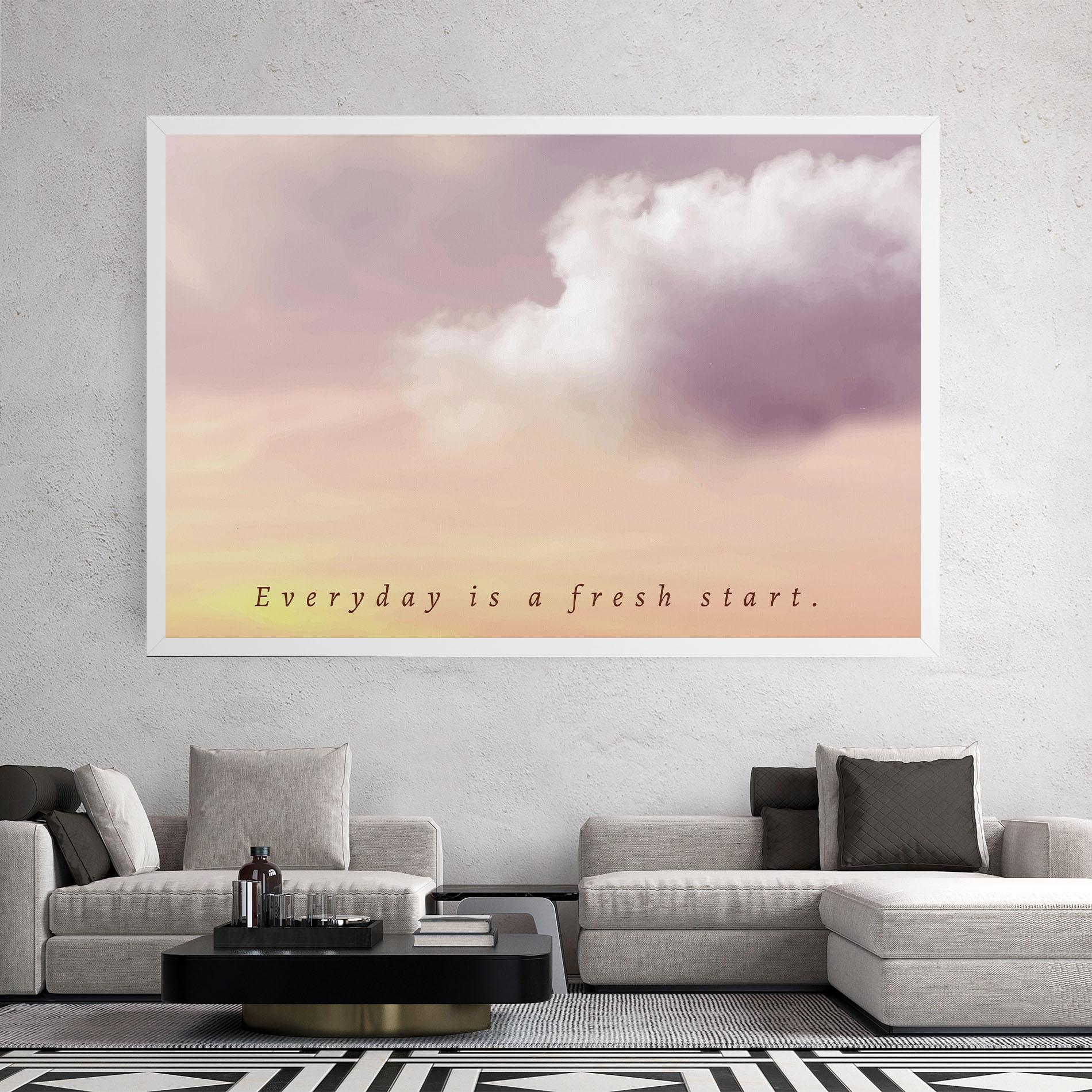 Tablou Canvas Clouds Text Cream mockup 2