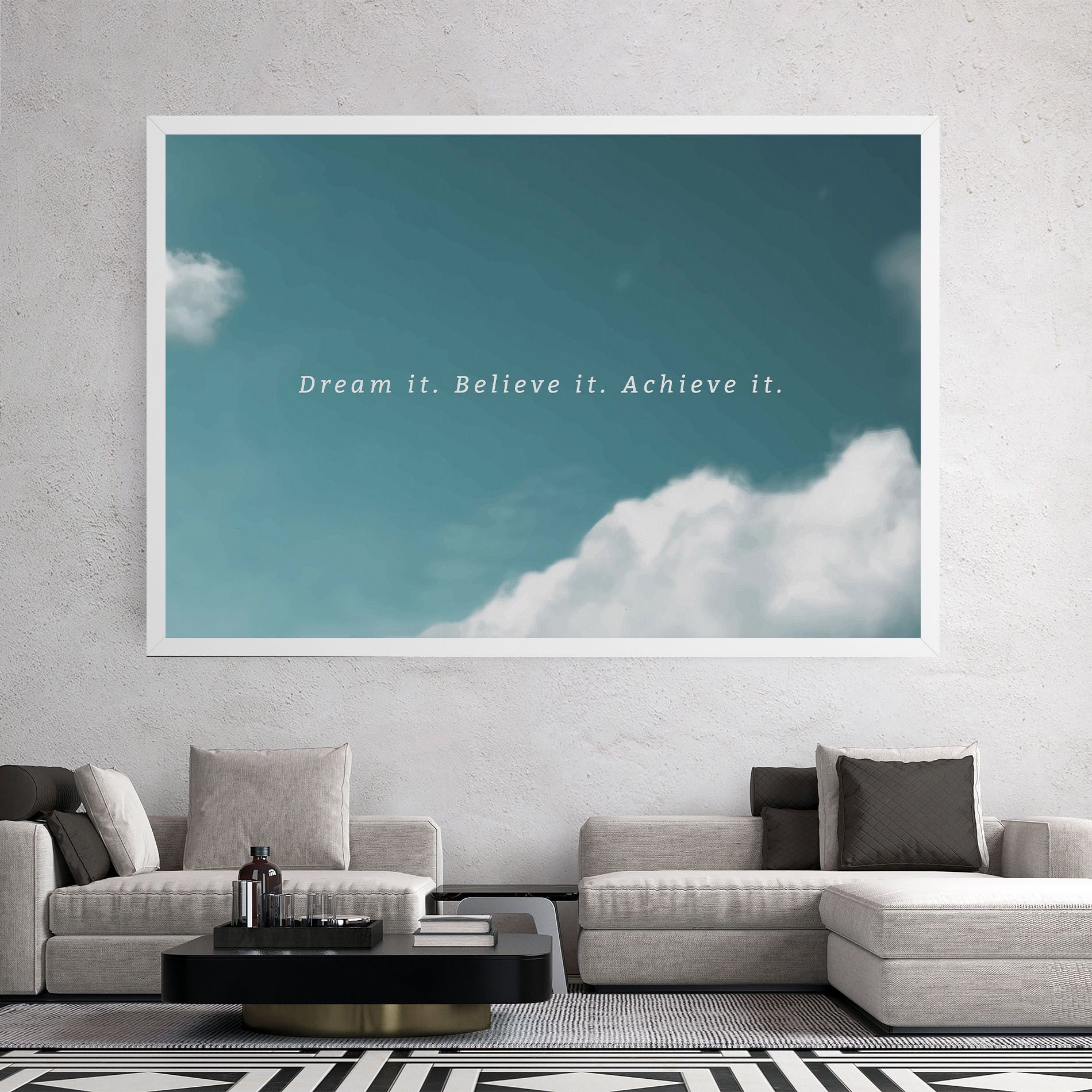 Clouds Text Green mockup 2