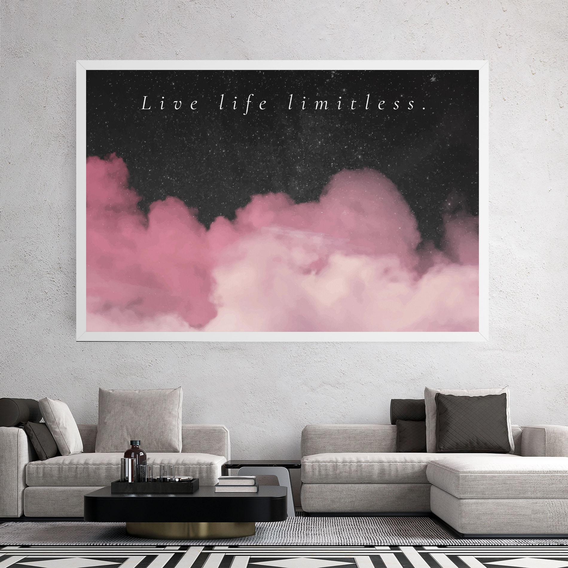 Tablou Canvas Clouds Text Pink mockup 2