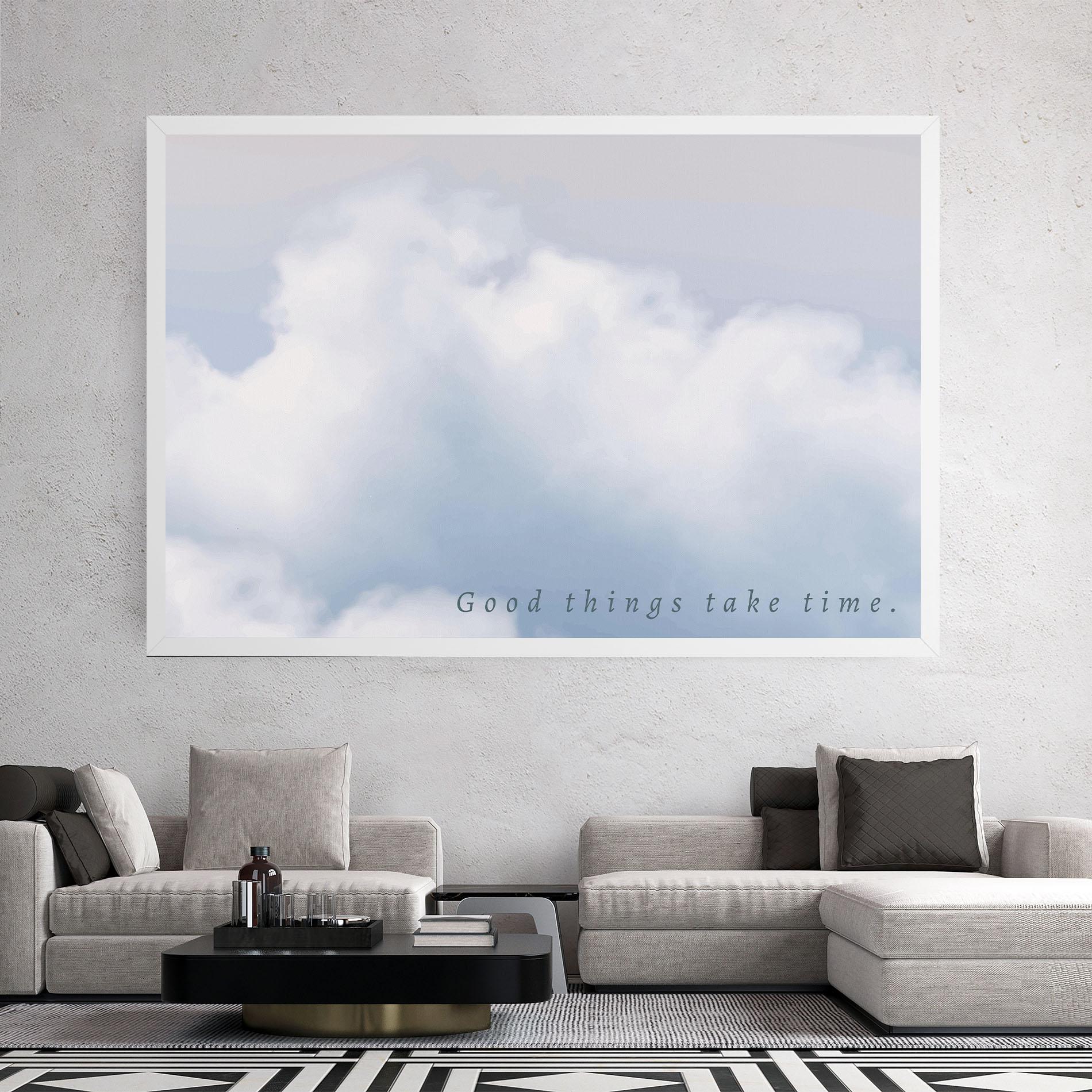 Tablou Canvas Clouds Text White mockup 2
