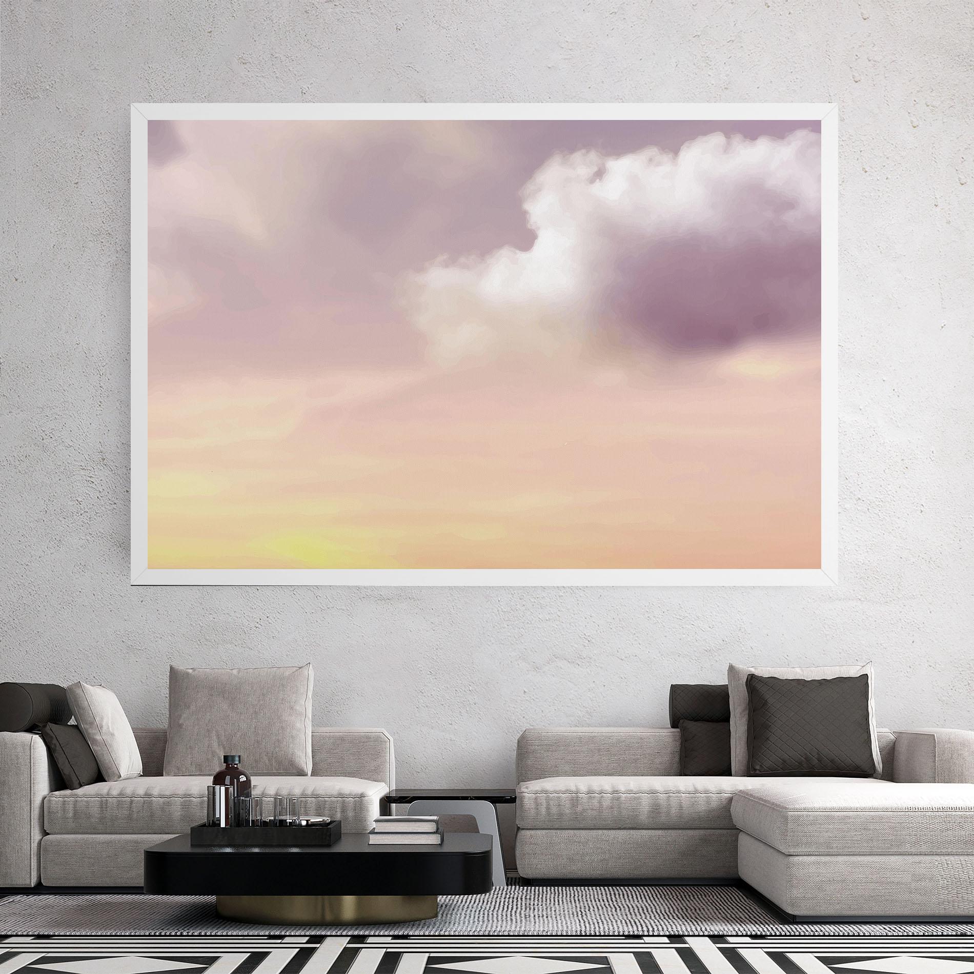 Tablou Canvas Clouds Watercolor Cream mockup 2