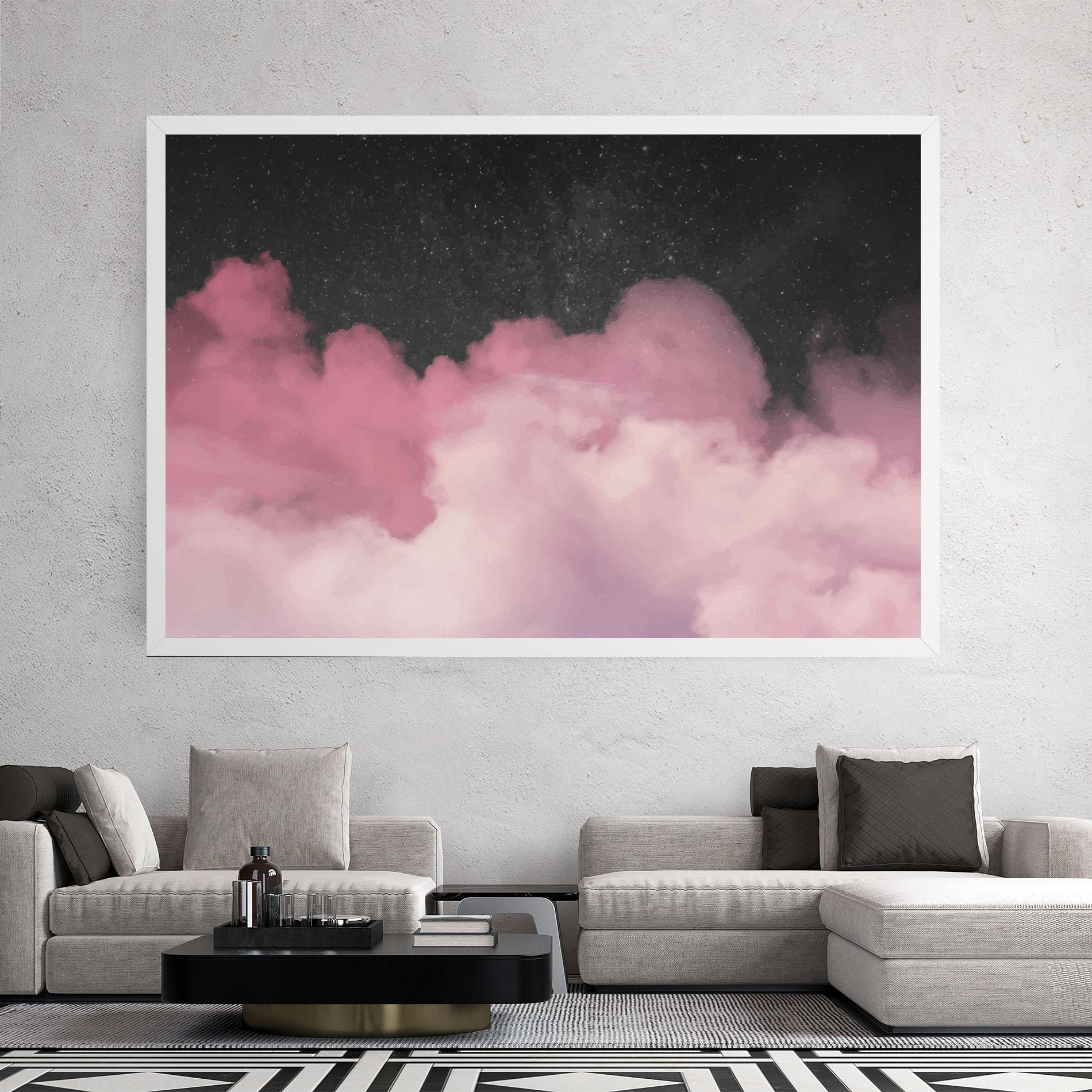 Tablou Canvas Clouds Watercolor Purple mockup 2