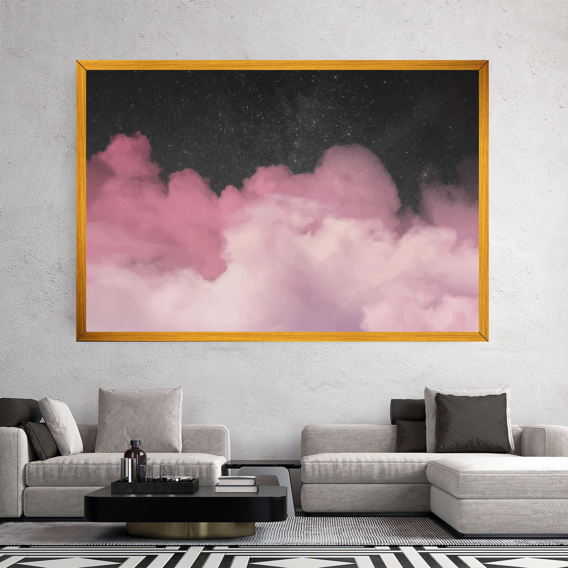 Tablou Canvas Clouds Watercolor Purple mockup 2
