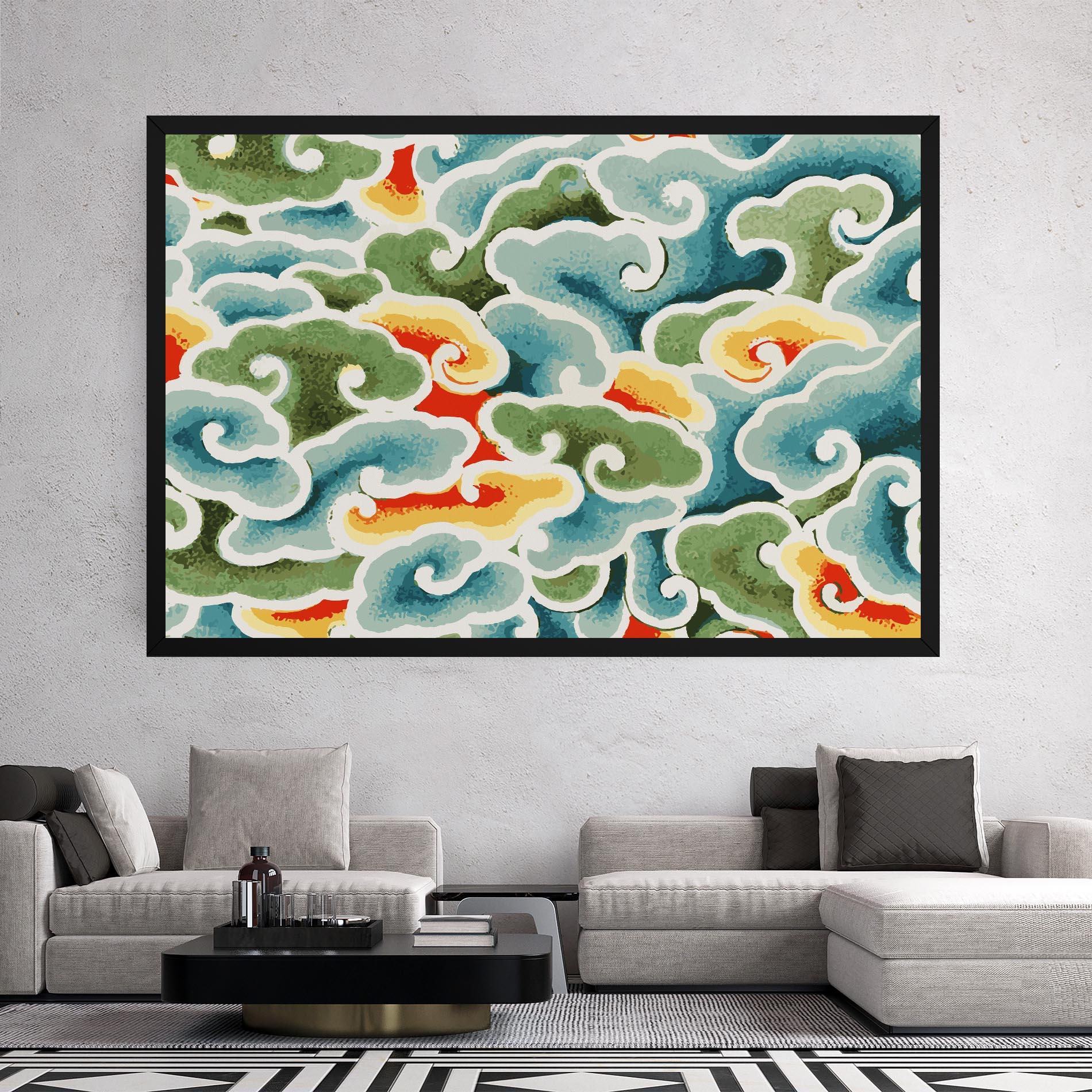 Tablou Canvas Green Blue Clouds mockup 2