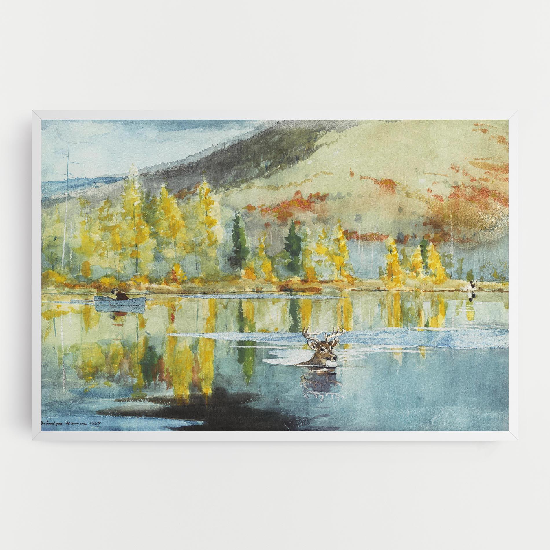 Tablou Canvas Trees Painting Lake mockup 0