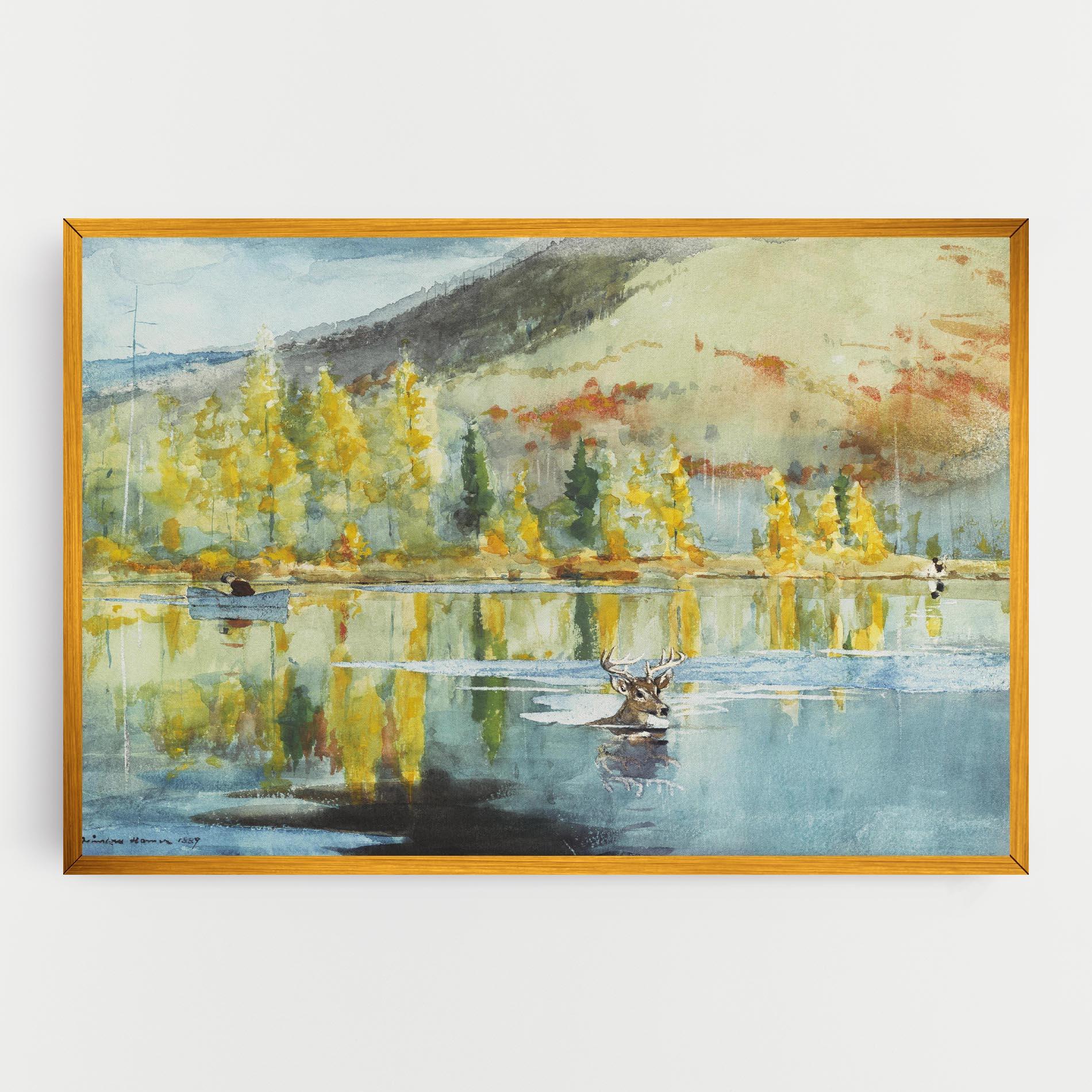 Tablou Canvas Trees Painting Lake mockup 0