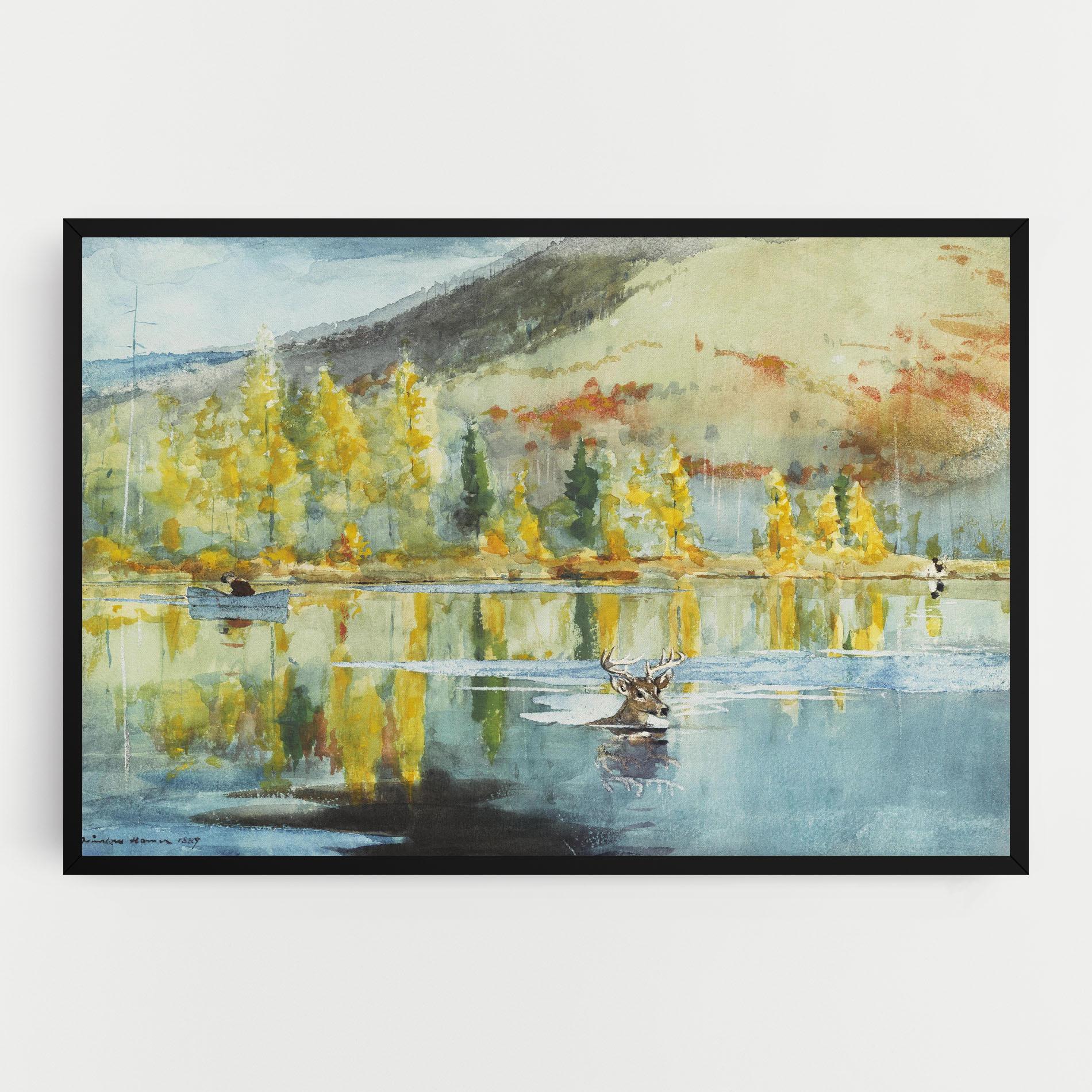 Tablou Canvas Trees Painting Lake mockup 0