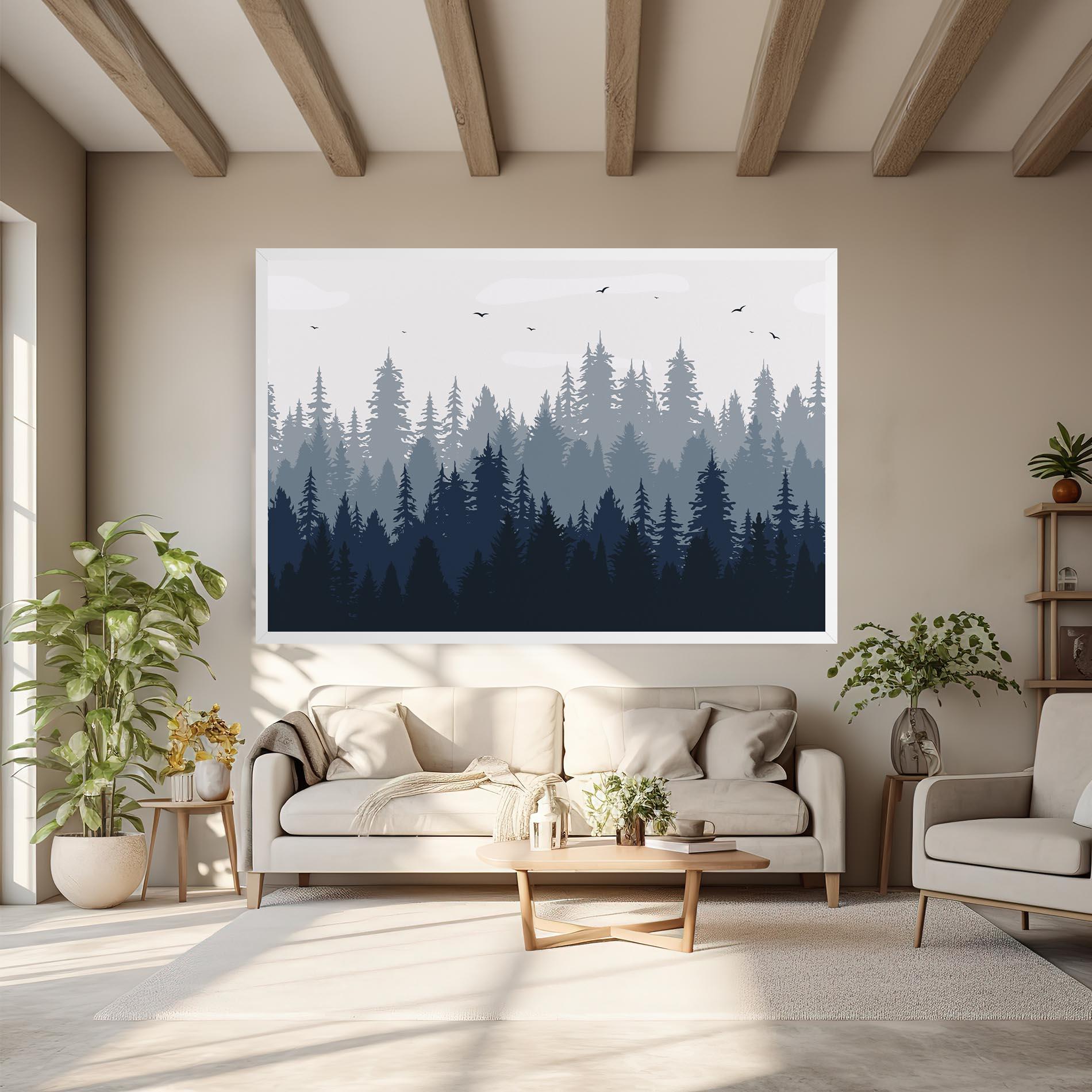Tablou Canvas Foggy Blue Forest mockup 6