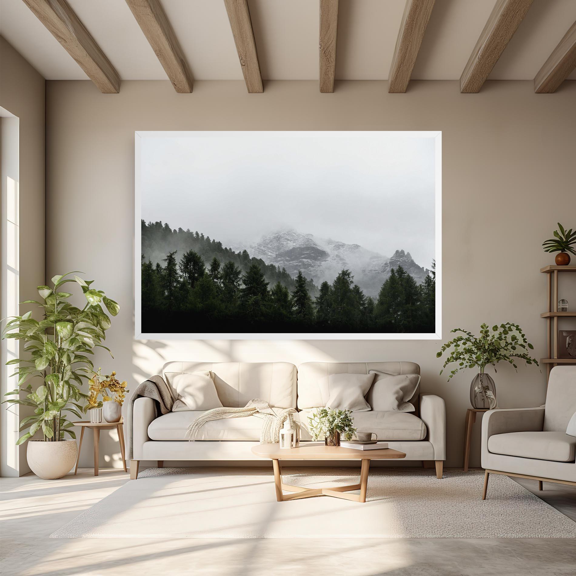 Tablou Canvas Foggy Mountain Forest mockup 6