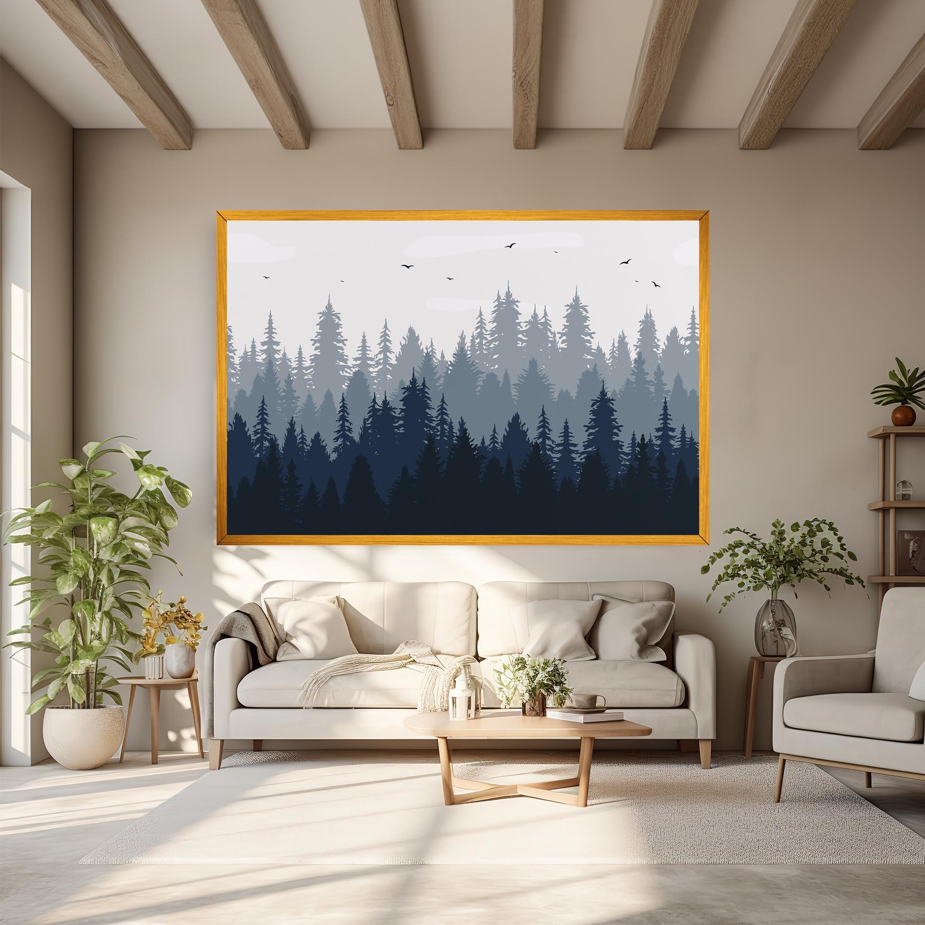 Tablou Canvas Foggy Blue Forest mockup 6