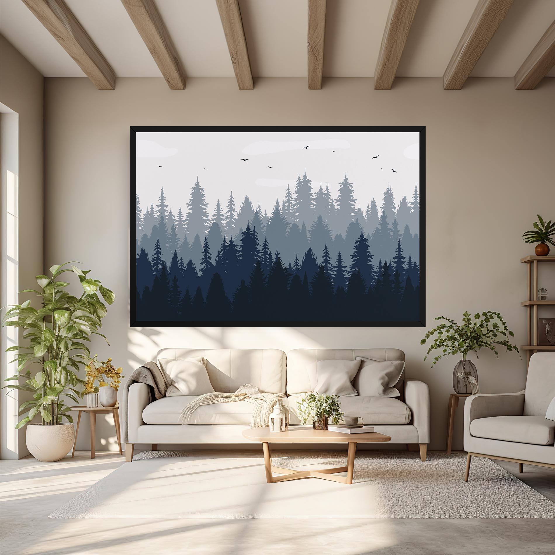 Tablou Canvas Foggy Blue Forest mockup 6