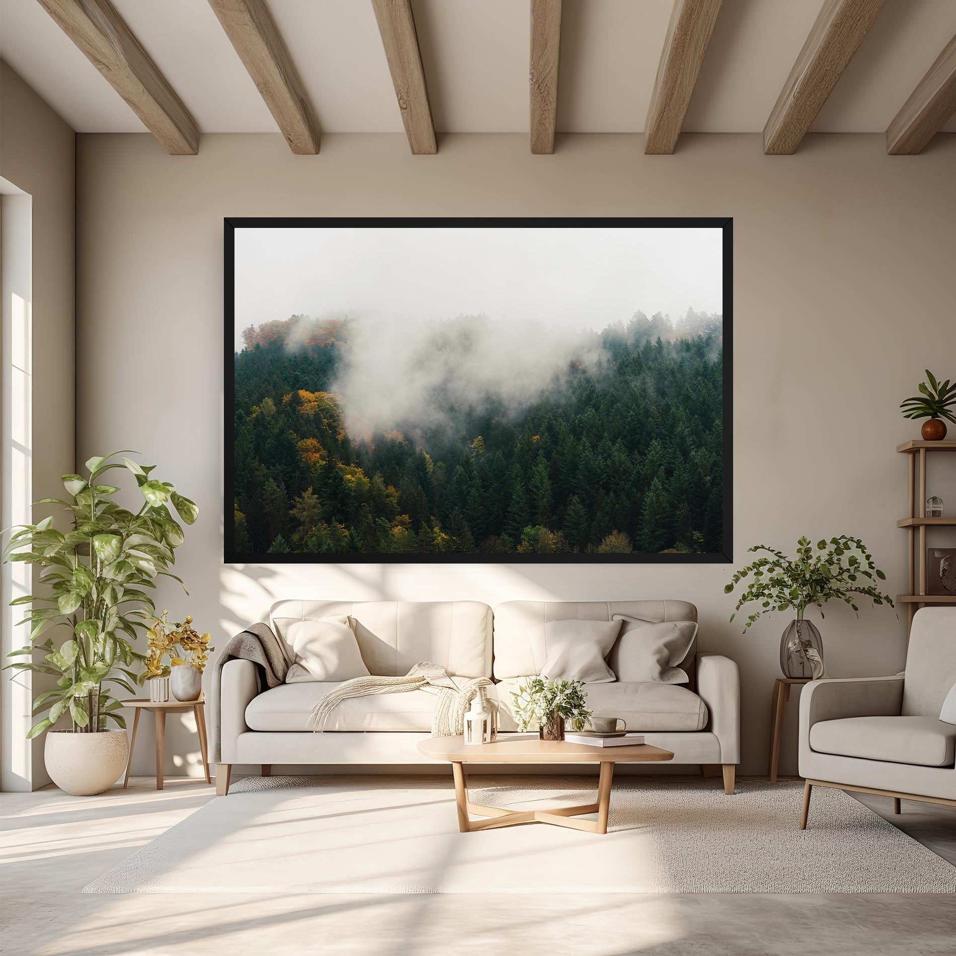 Tablou Canvas Foggy Tree Forest mockup 6