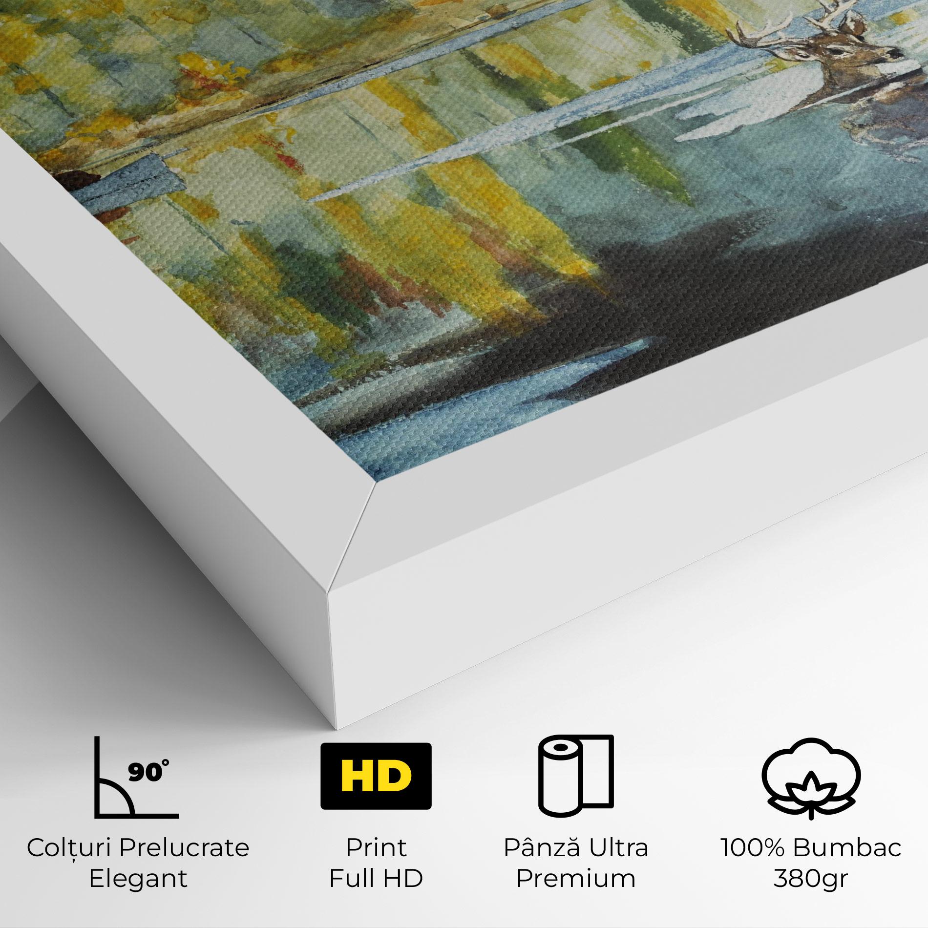 Tablou Canvas Trees Painting Lake mockup 4