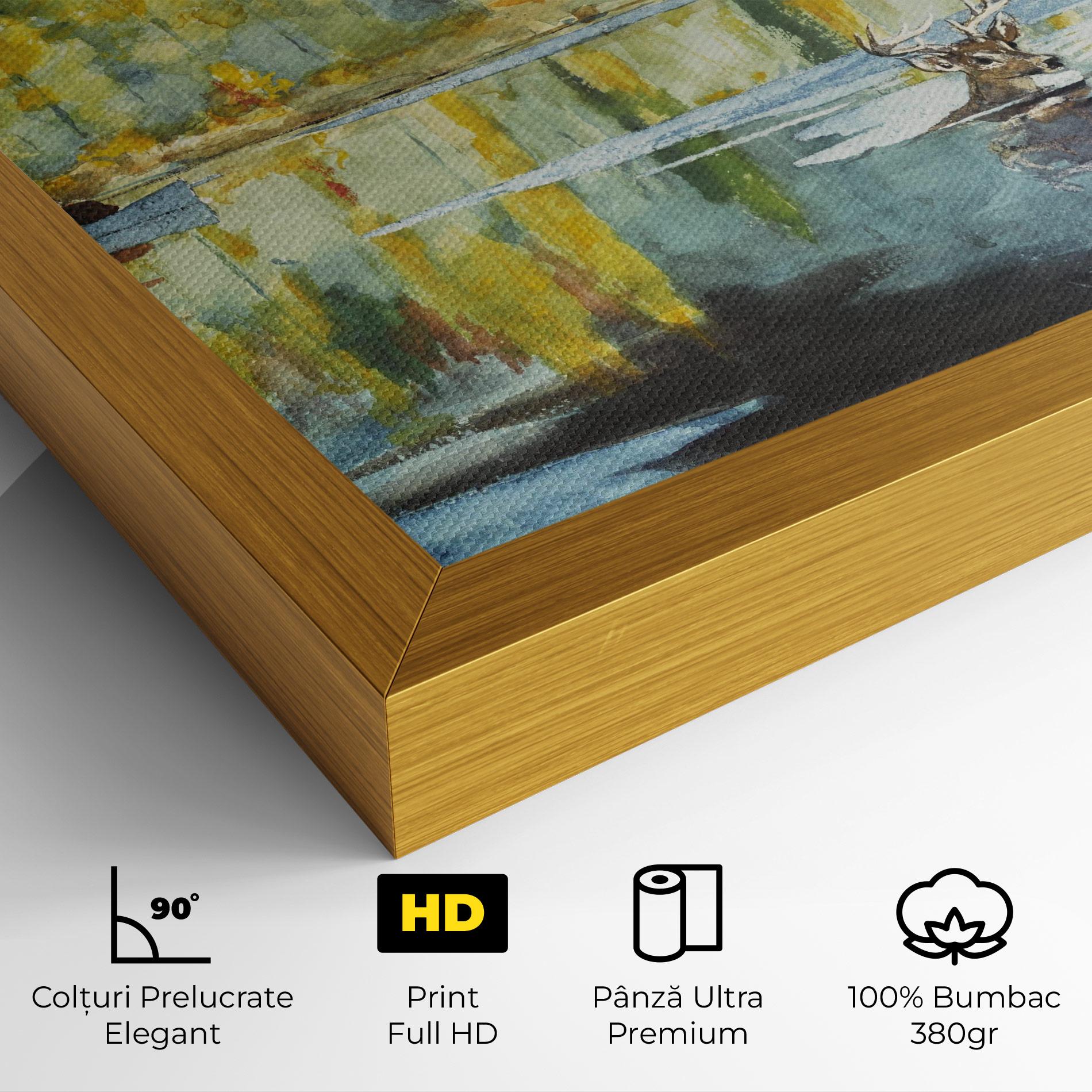 Tablou Canvas Trees Painting Lake mockup 4