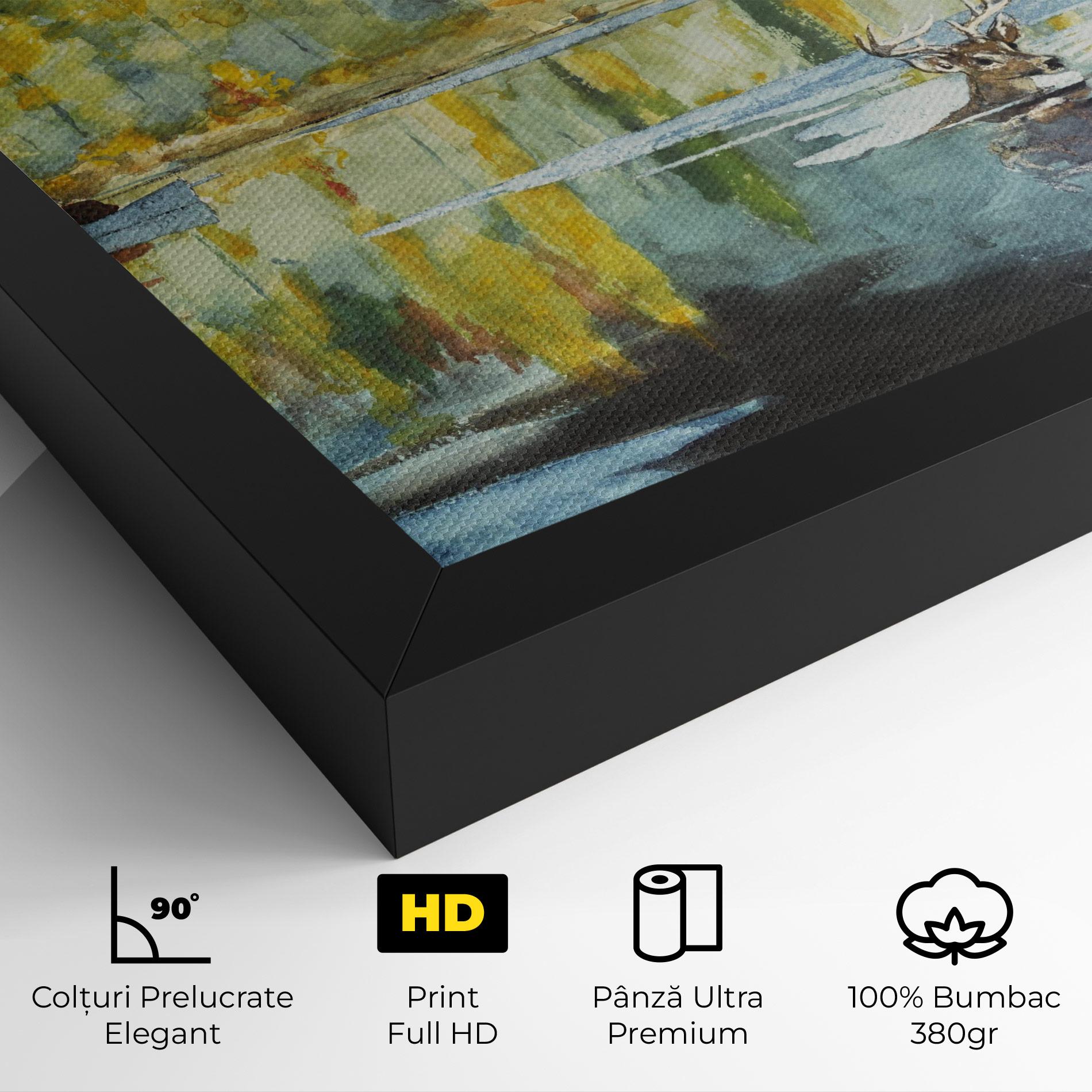 Tablou Canvas Trees Painting Lake mockup 4