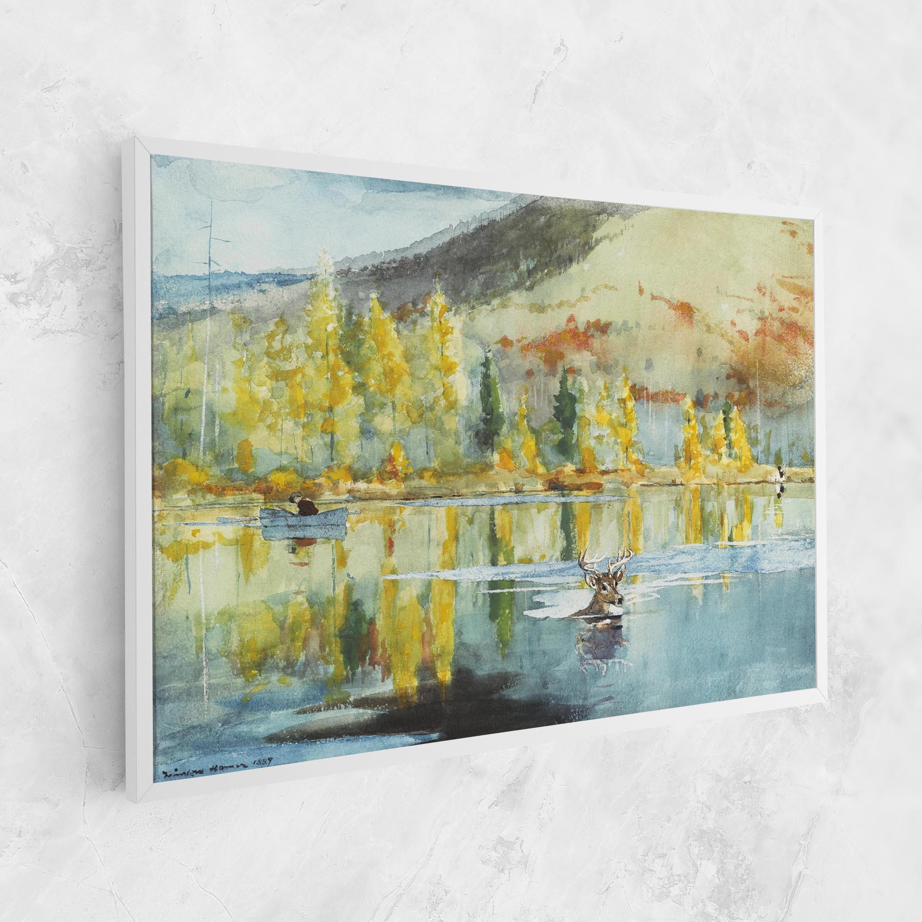 Tablou Canvas Trees Painting Lake mockup 1